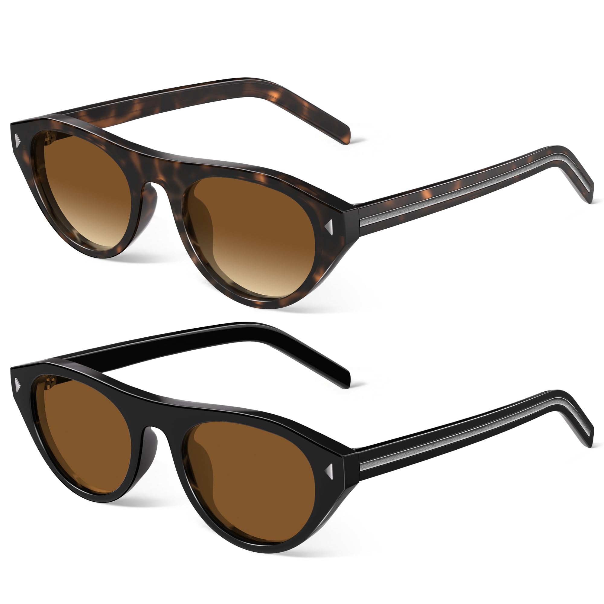 Retro Oval Cat Eye Sunglasses Y2K Vintage Frame
