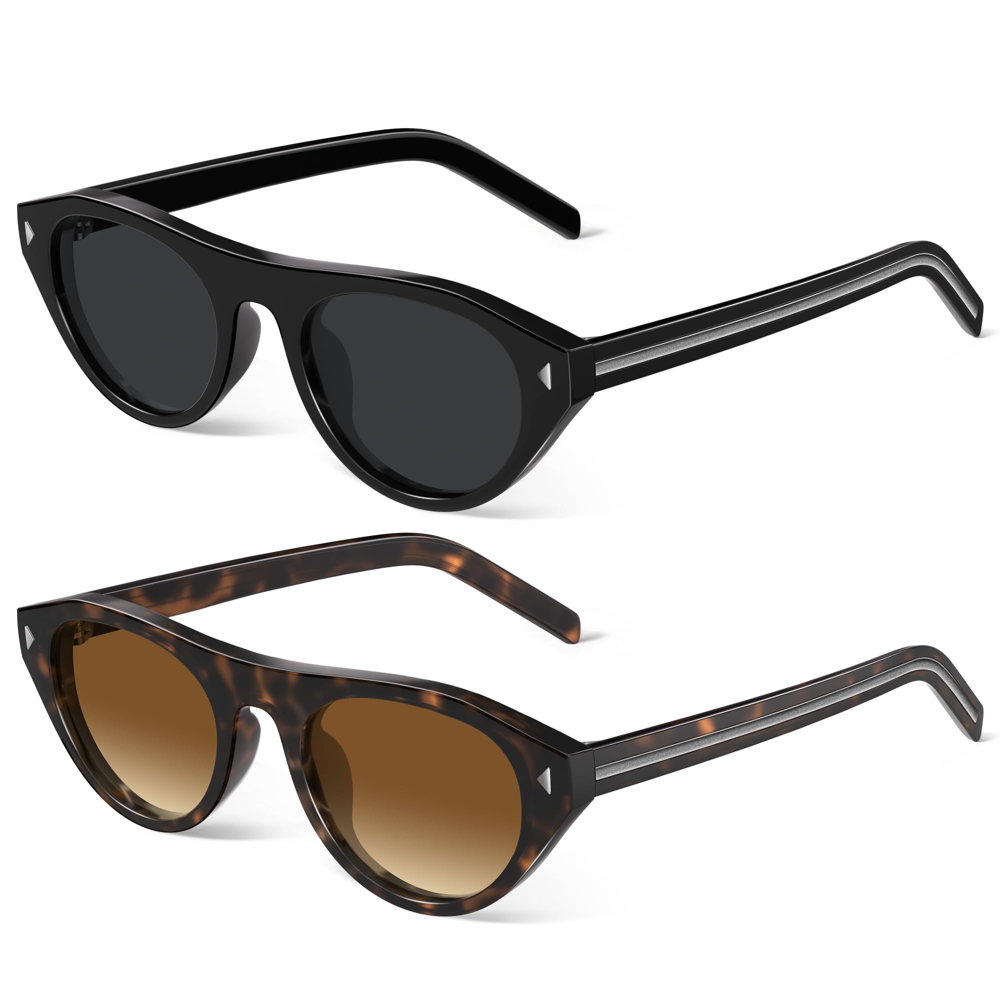 Retro Oval Cat Eye Sunglasses Y2K Vintage Frame