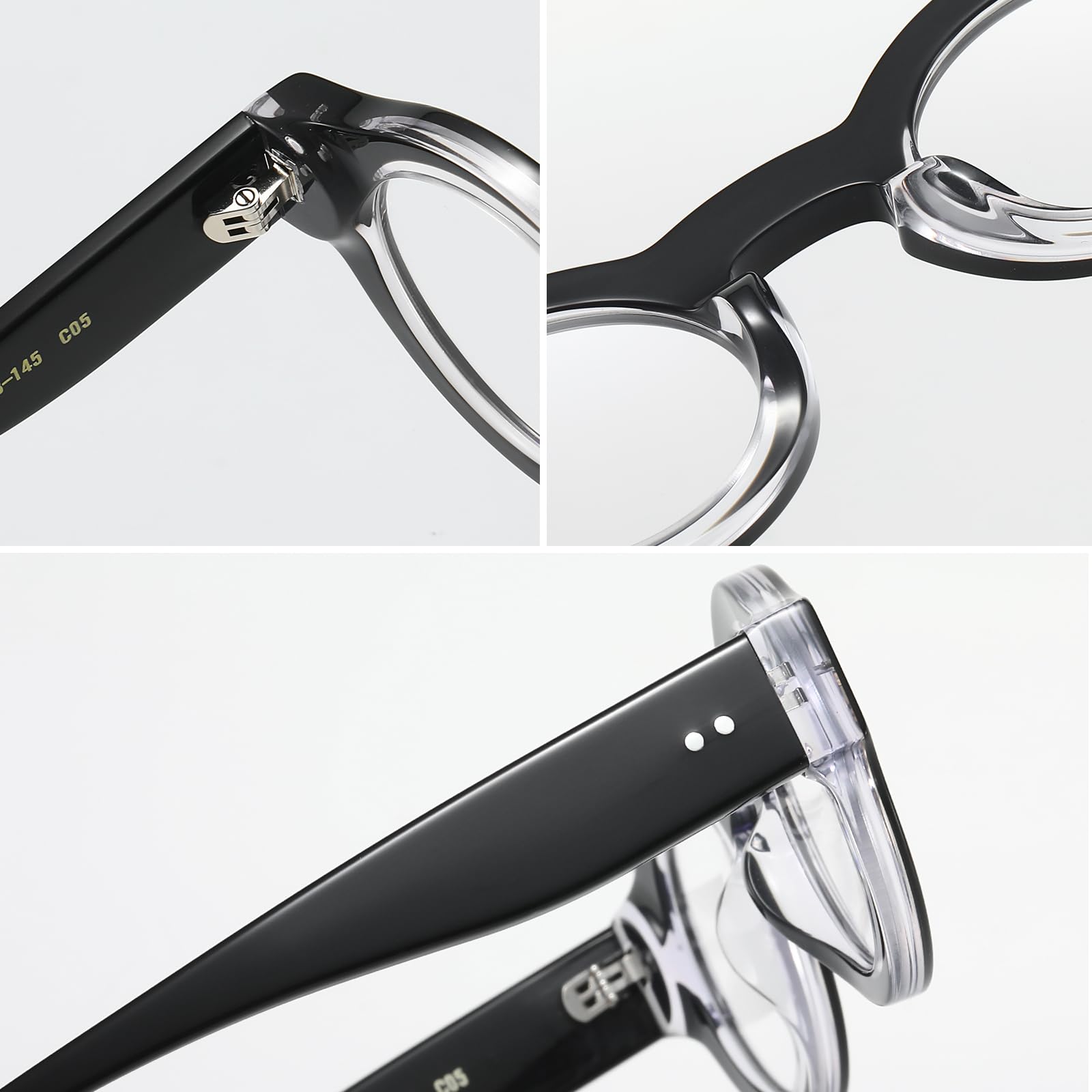 Vintage Small Round Acetate Glasses Frame Thick Eyewear