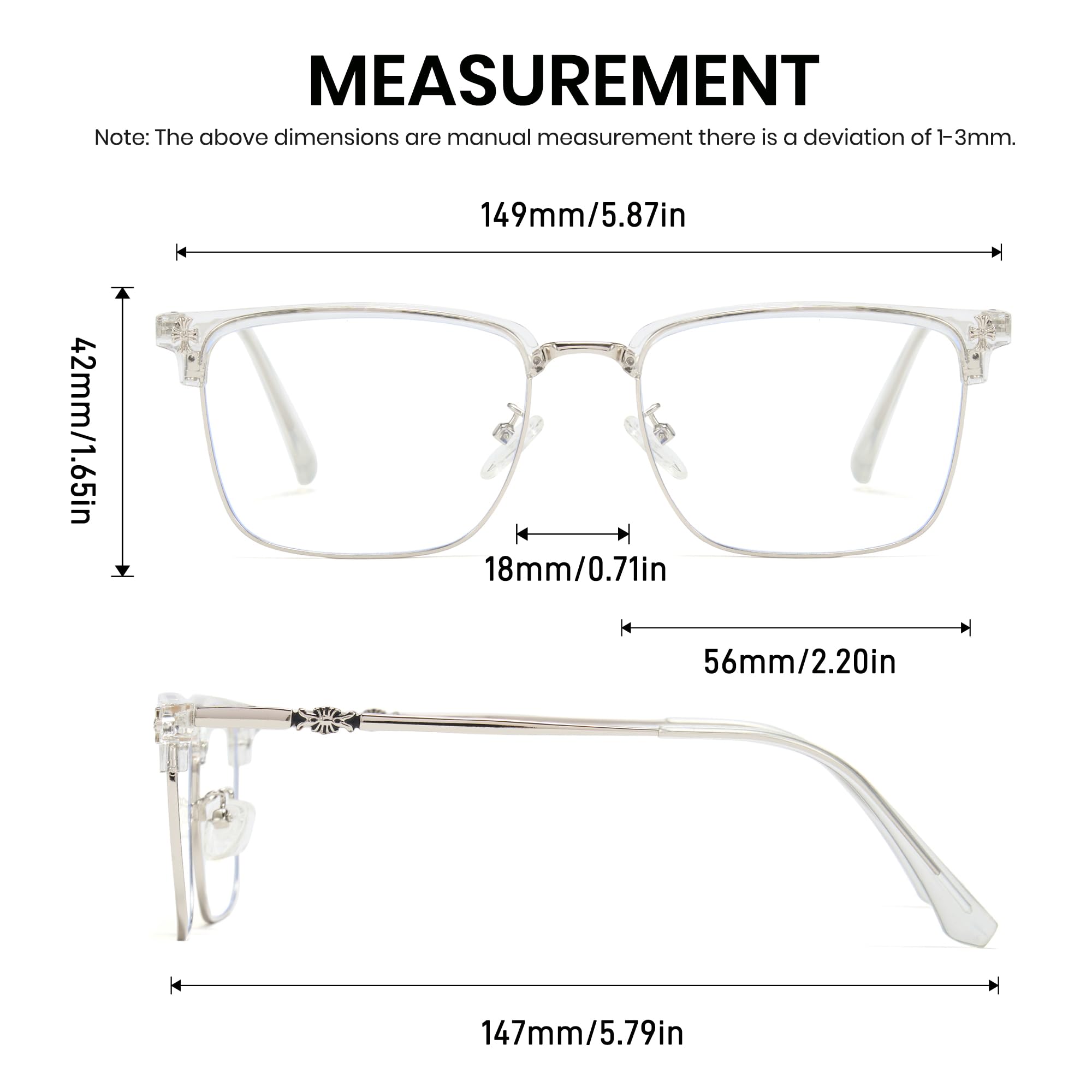 Retro Square Blue Light Glasses TR90 Metal Frame