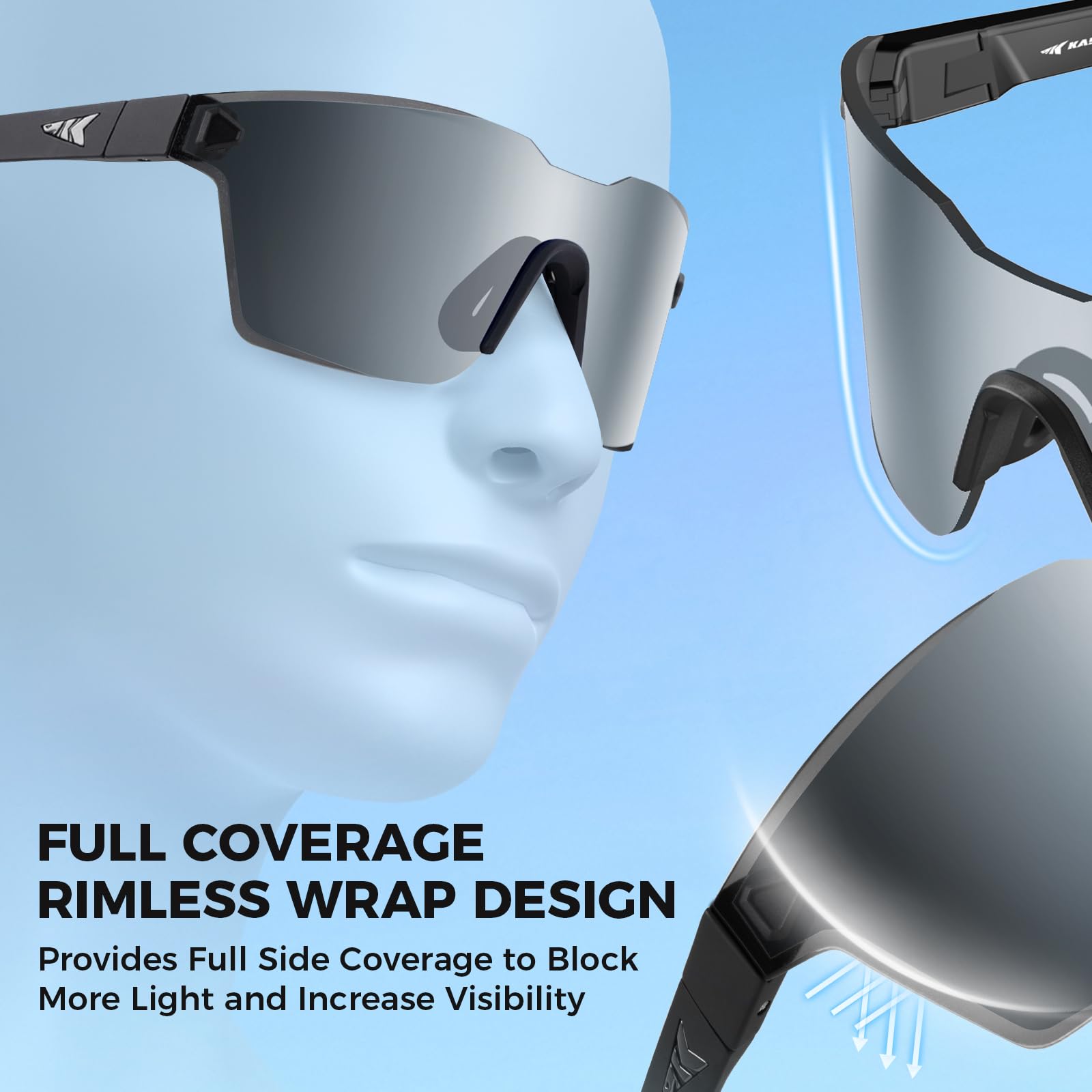 Polarized Fishing Sunglasses Rimless Wrap UV400 Protection