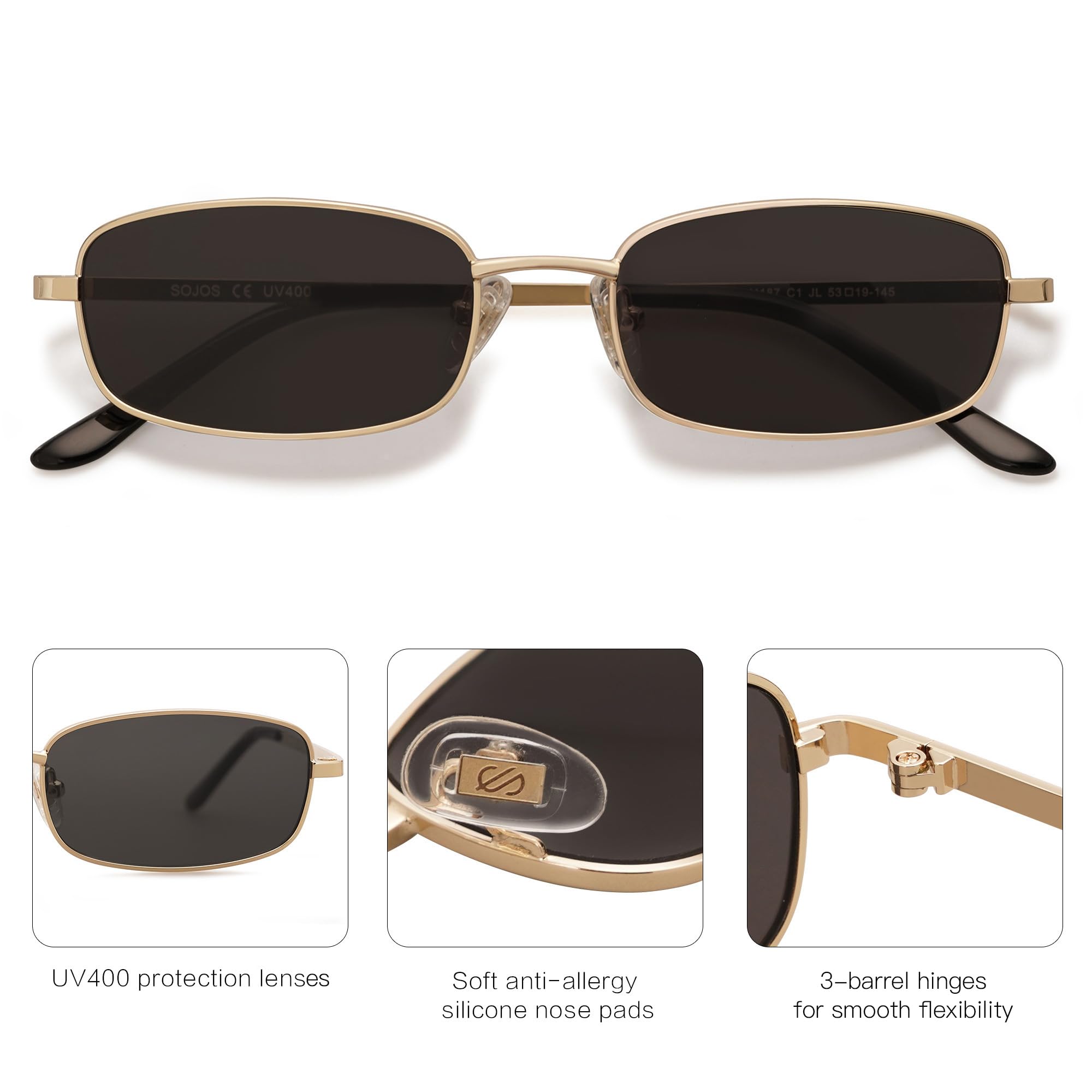 Y2K Retro Rectangle Sunglasses Narrow Thin Frame