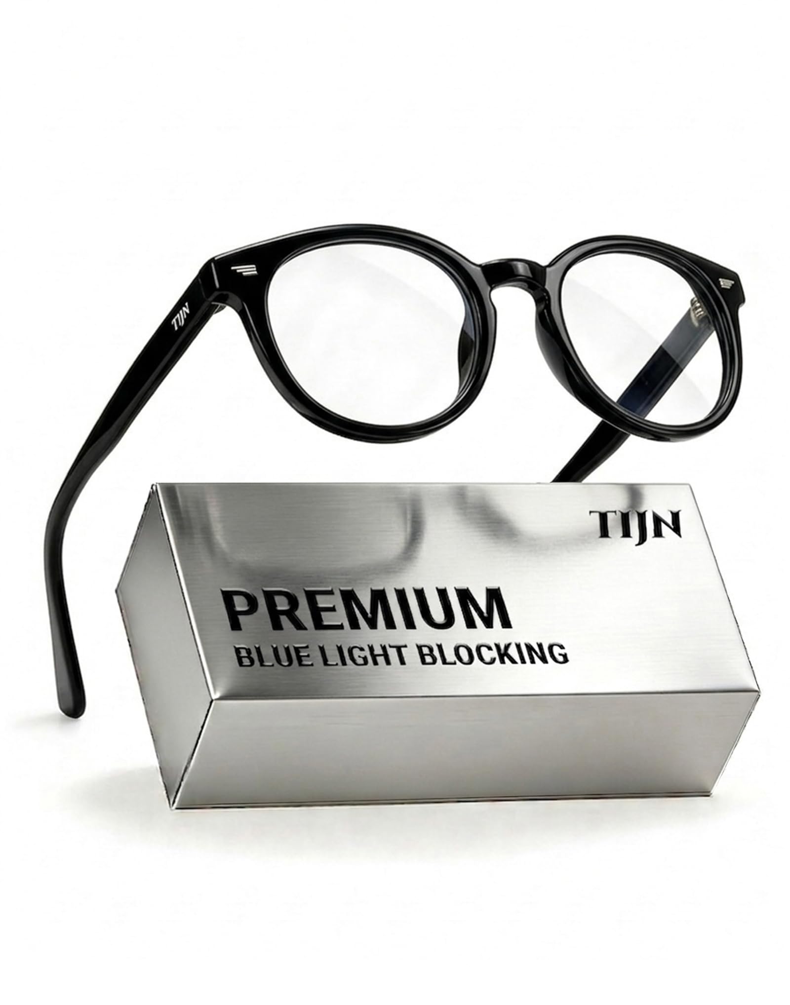 Vintage Round Blue Light Blocking Glasses Thick Rim Frame