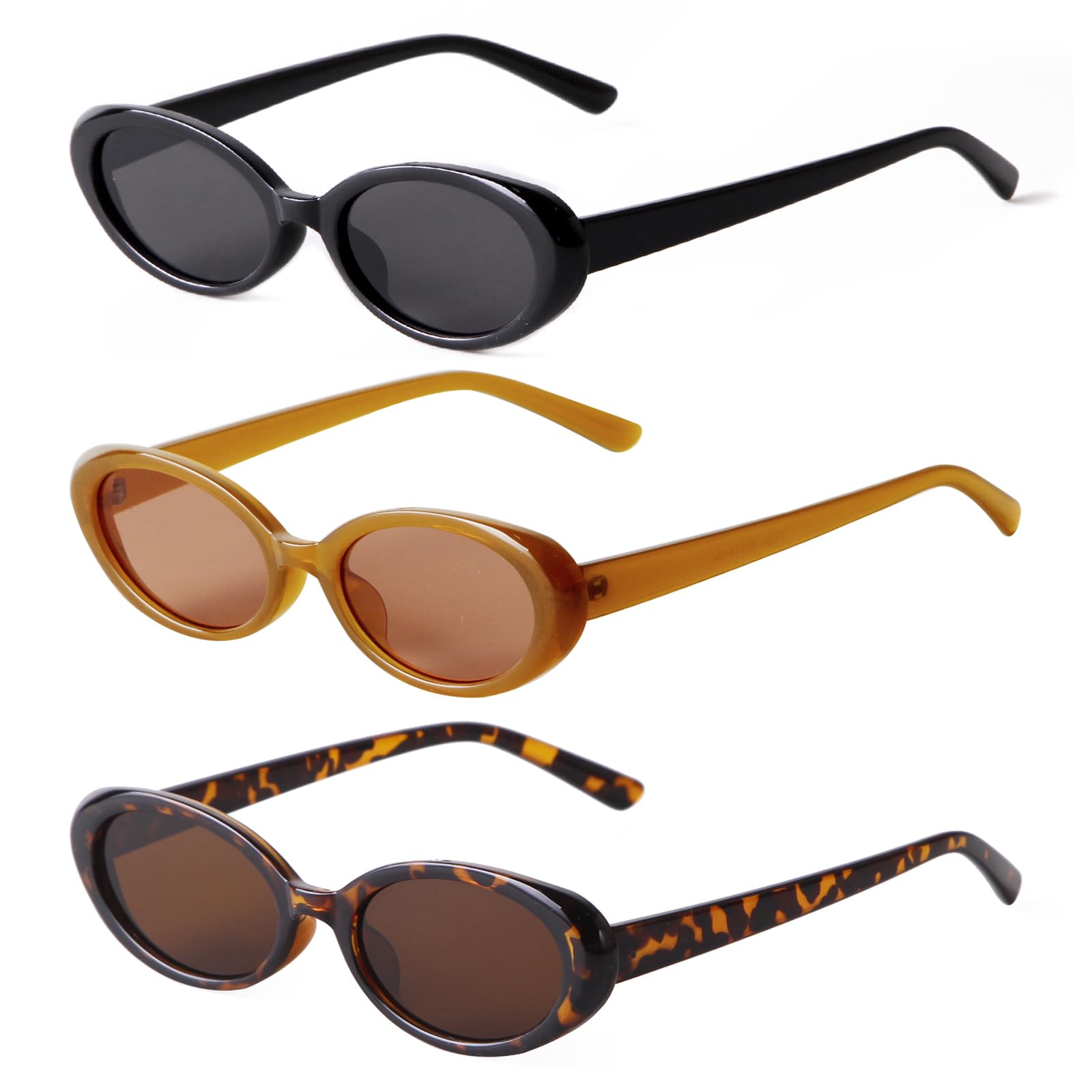 Laurinny 90s Sunglasses for Women Men Retro Small Oval Sunglasses