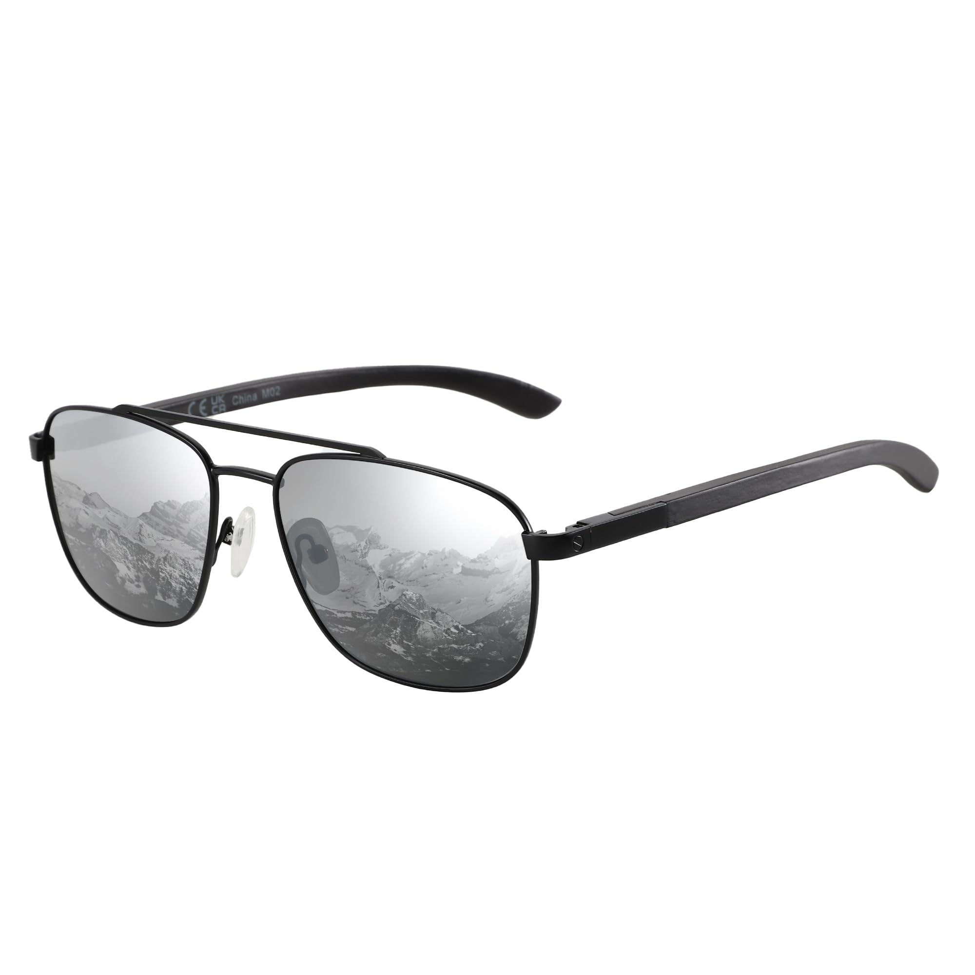 Wood Temple Aviator Polarized Sunglasses UV Protection