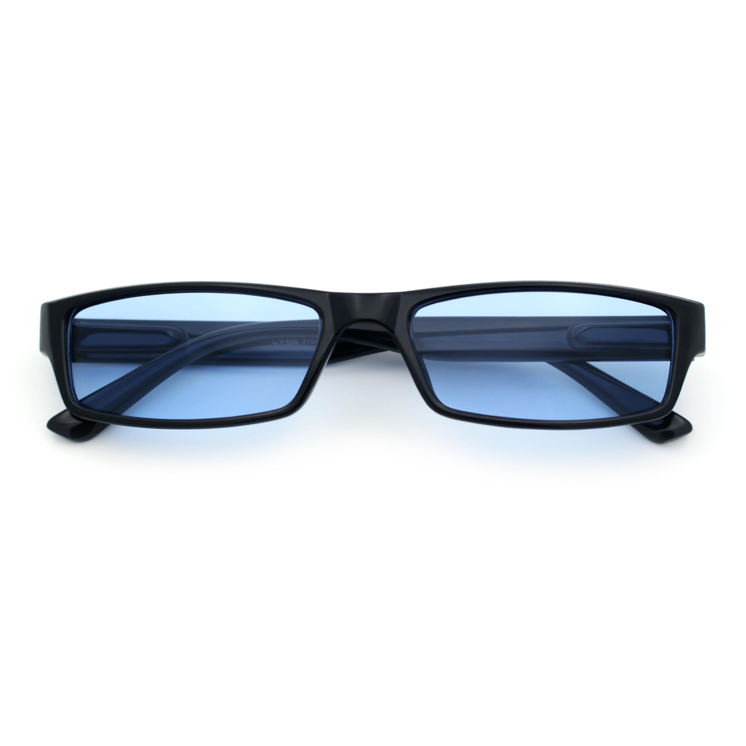 Narrow Rectangular Sunglasses Color Lens Black Frame