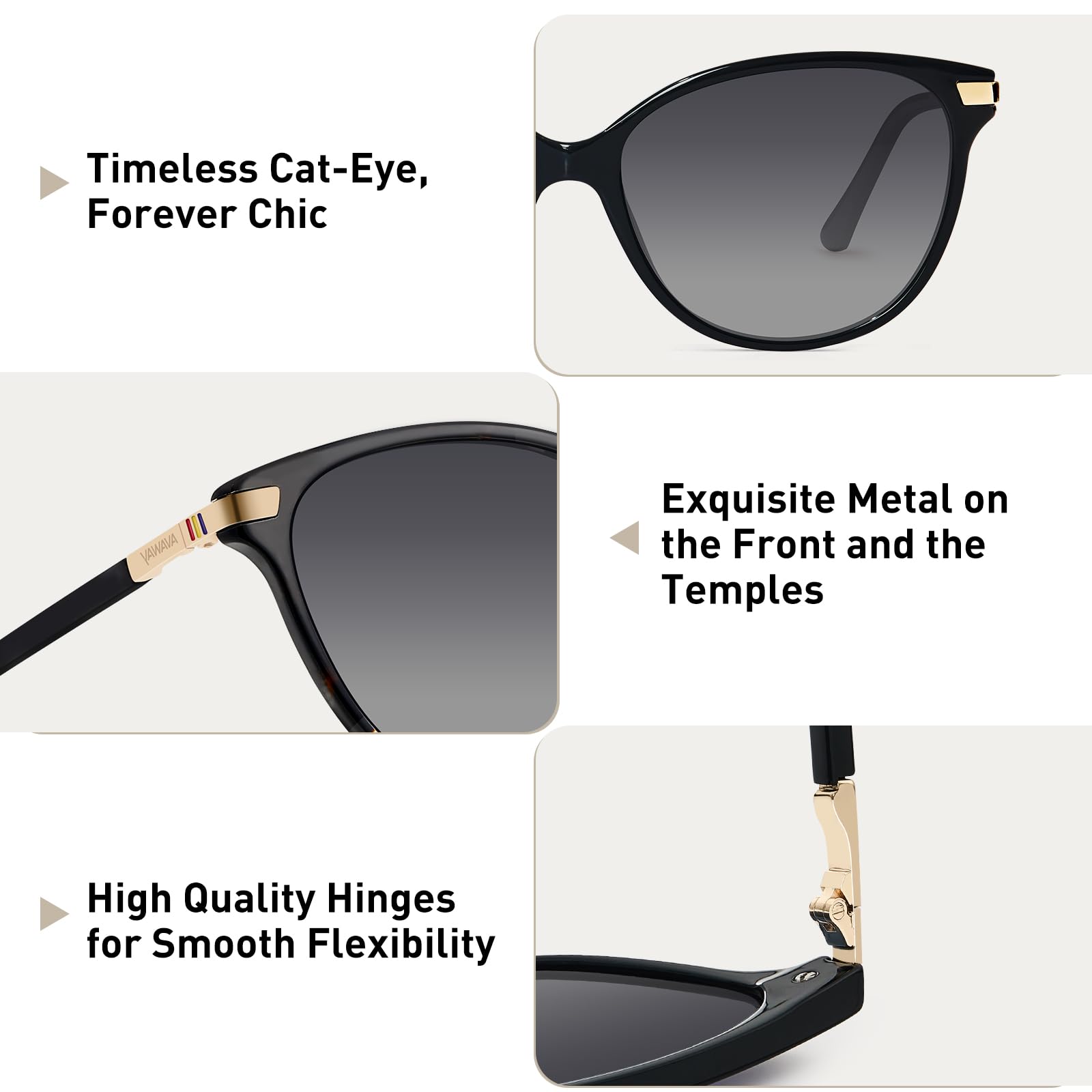 Cat Eye Polarized Sunglasses Acetate Frame UV400 Protection