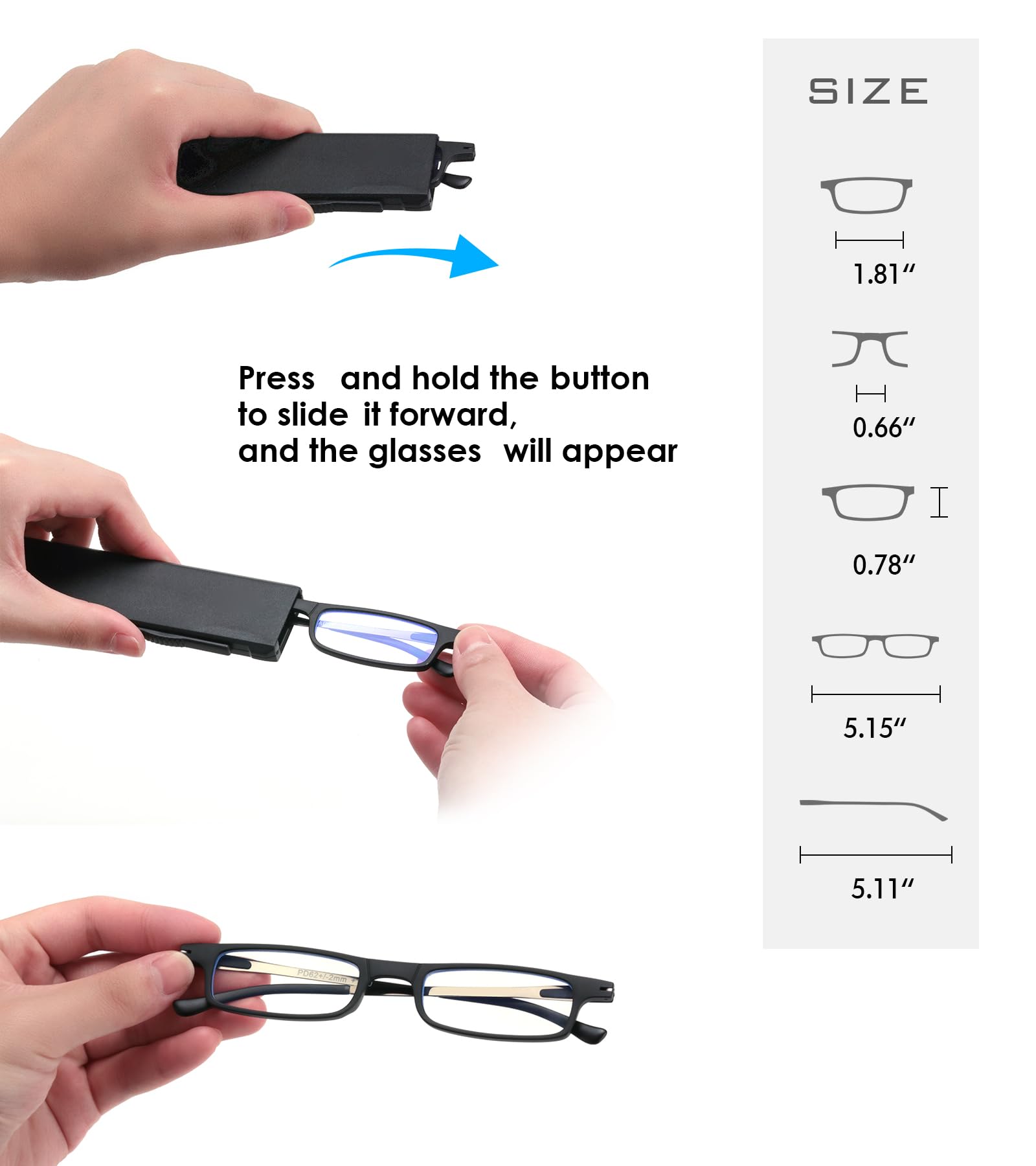 Ultra Thin Folding Reading Glasses Lightweight TR90 Set