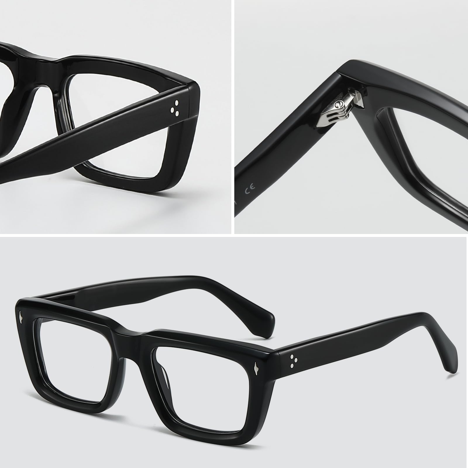 Retro Rectangle Acetate Glasses Frame Thick Optical Eyewear