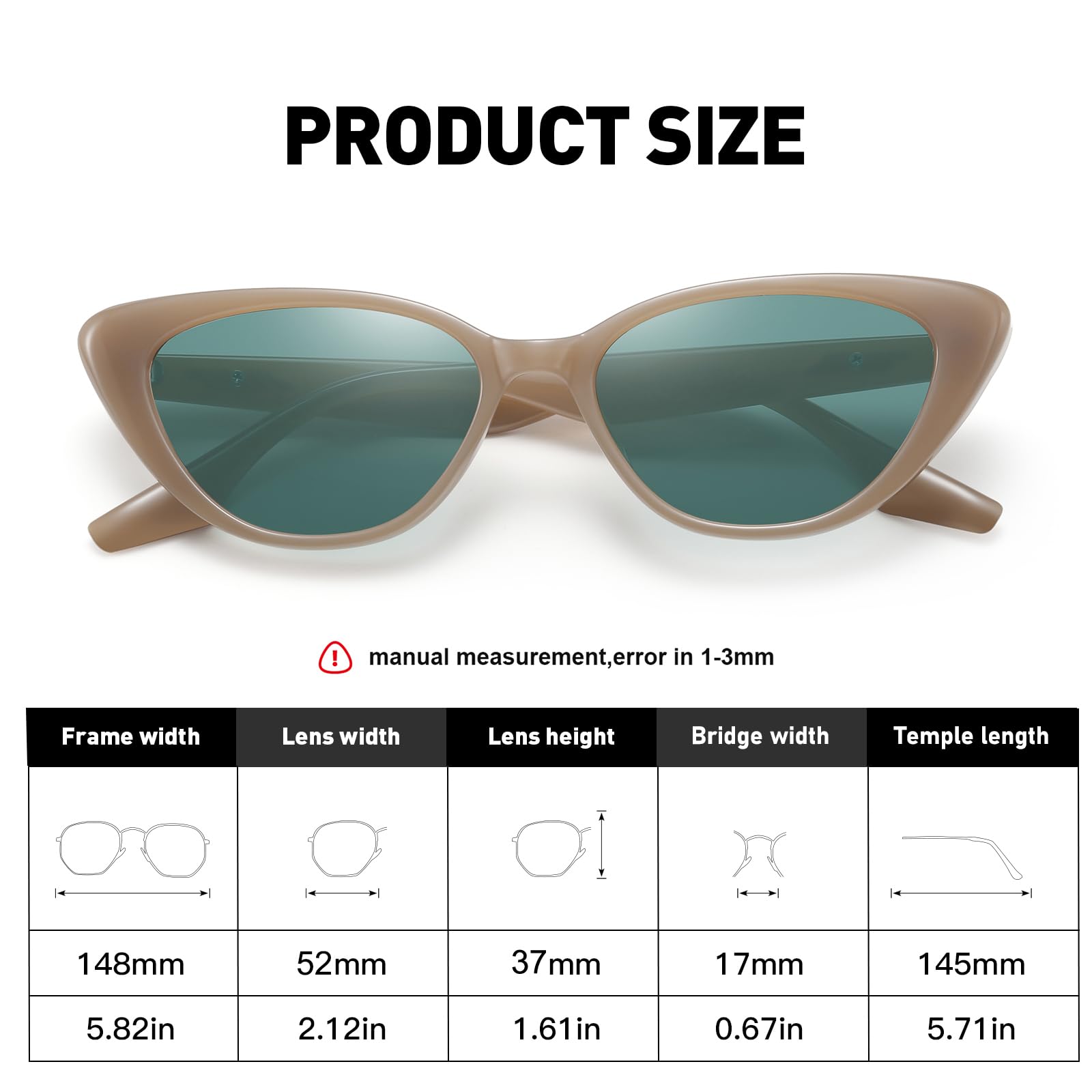 Retro Narrow Cat Eye Sunglasses Small Frame UV400 Protection