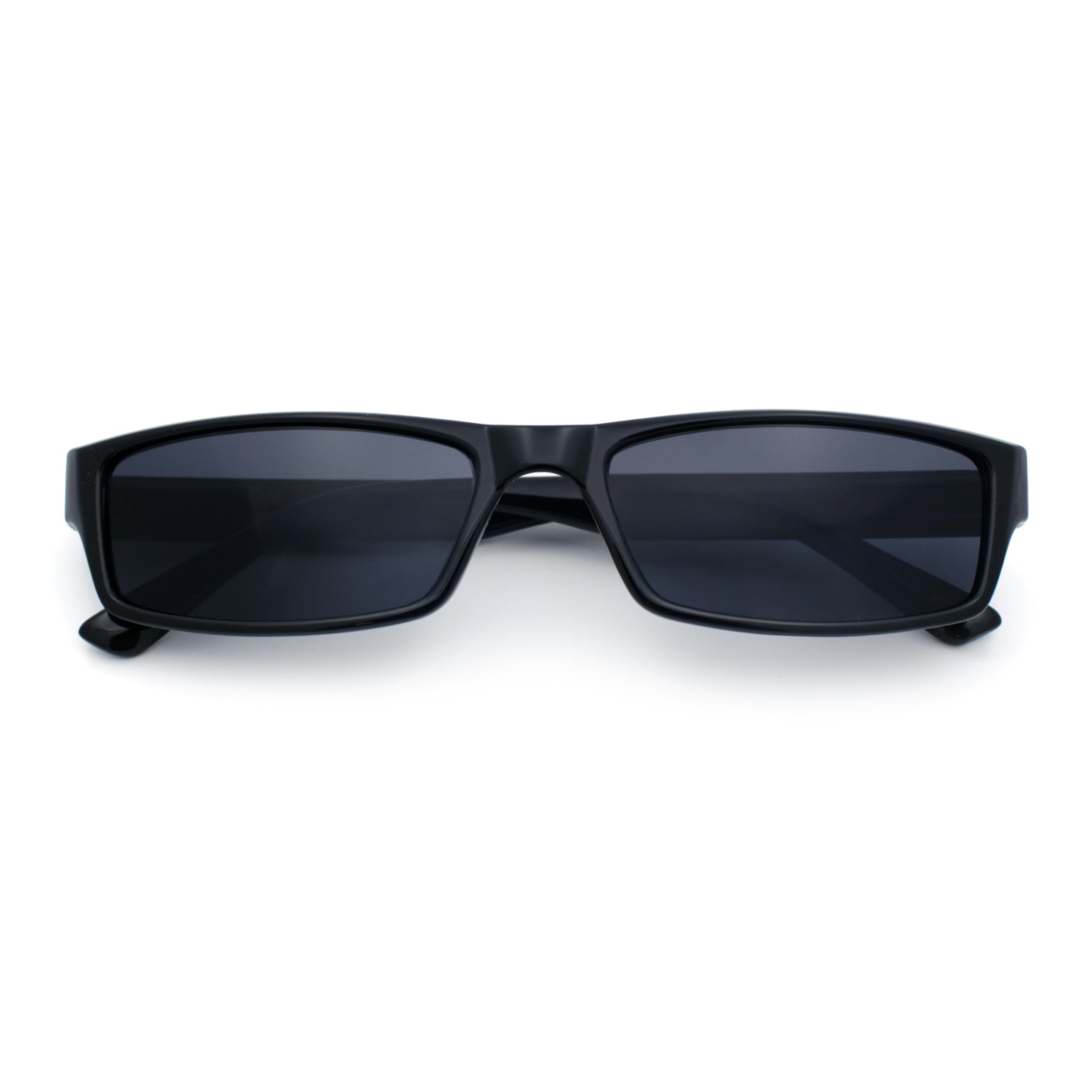 Narrow Rectangular Sunglasses Color Lens Black Frame