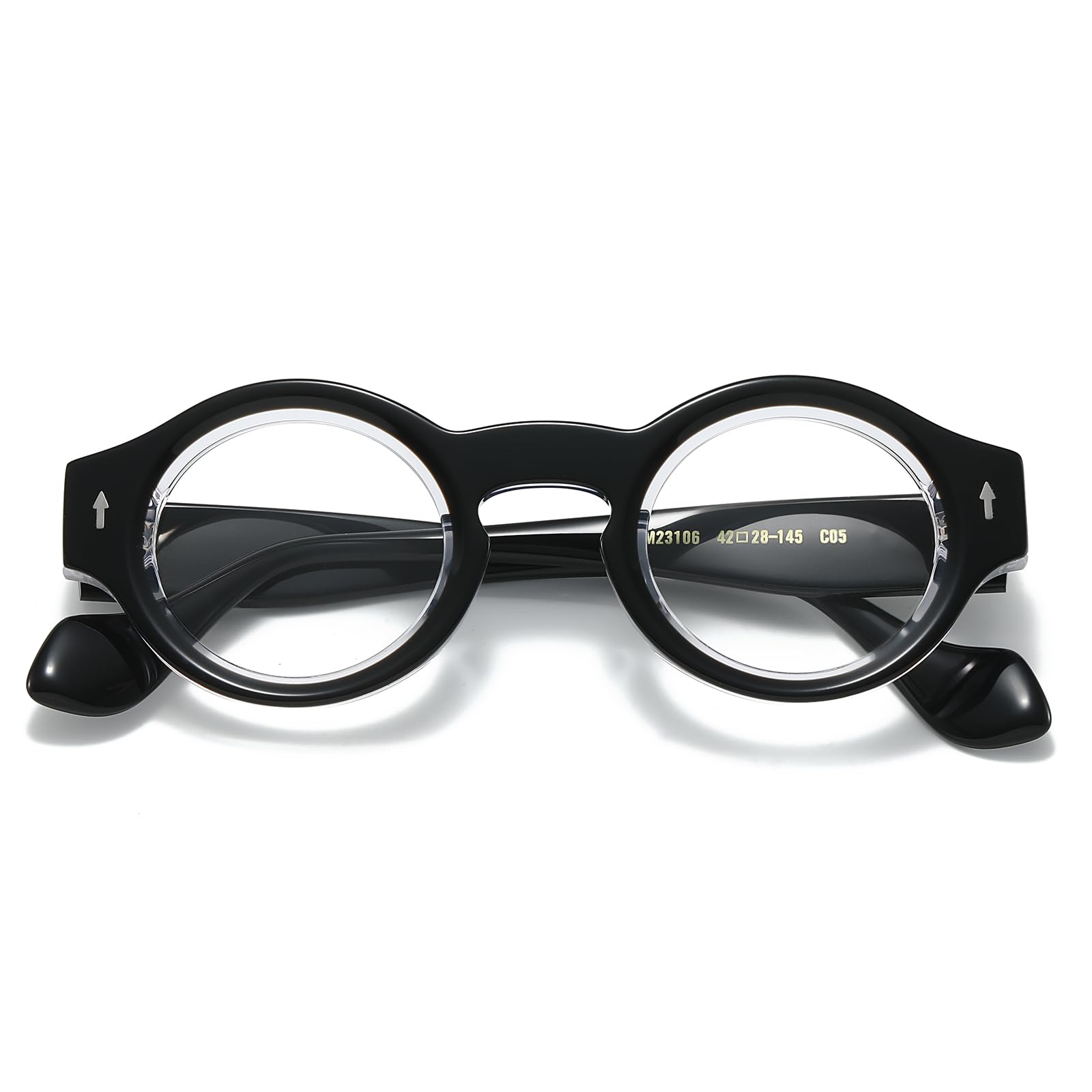 Vintage Small Round Acetate Glasses Frame Thick Eyewear