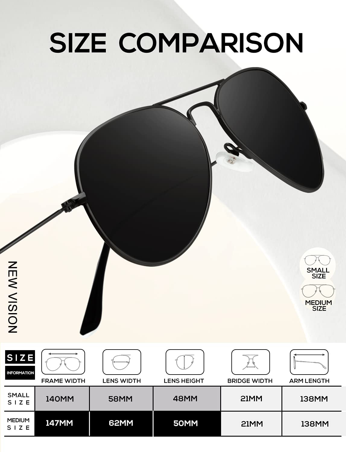 Classic Aviator Polarized Sunglasses UV Protection Frame