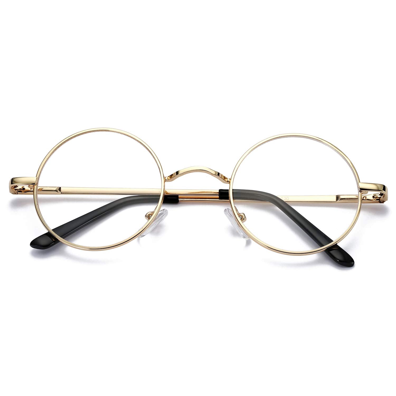 Retro Small Round Glasses Clear Lens Metal Frame