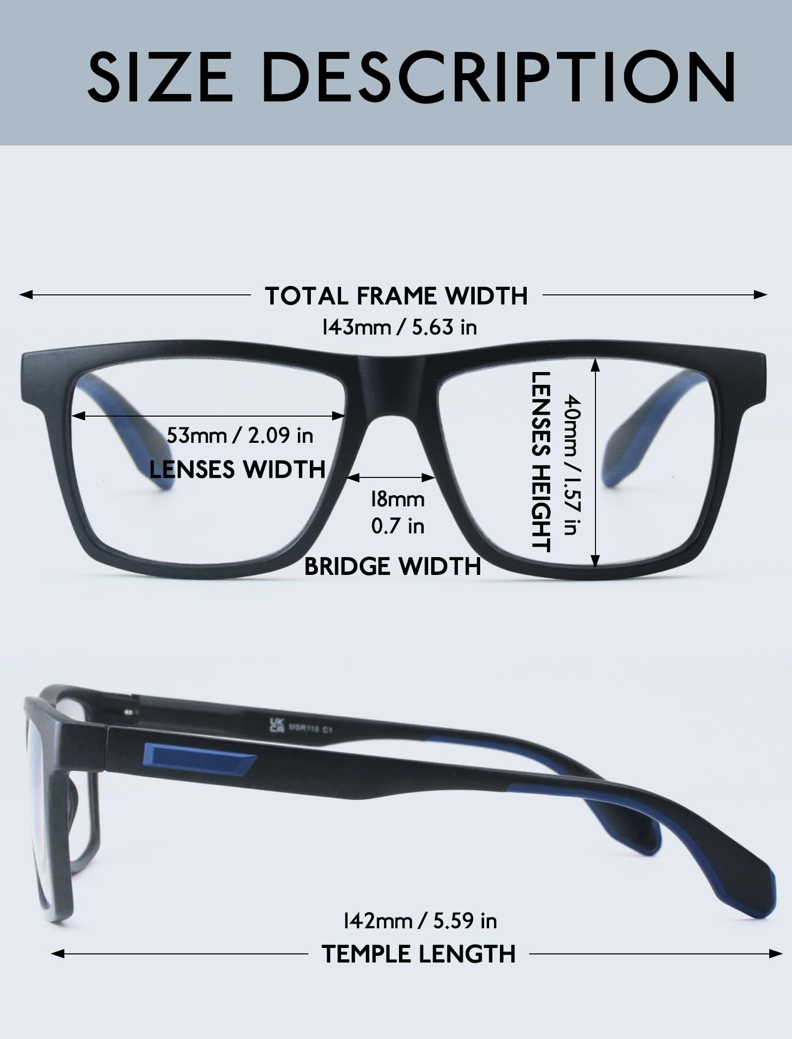 Oversized Reading Glasses Blue Light Anti-Glare UV Protection