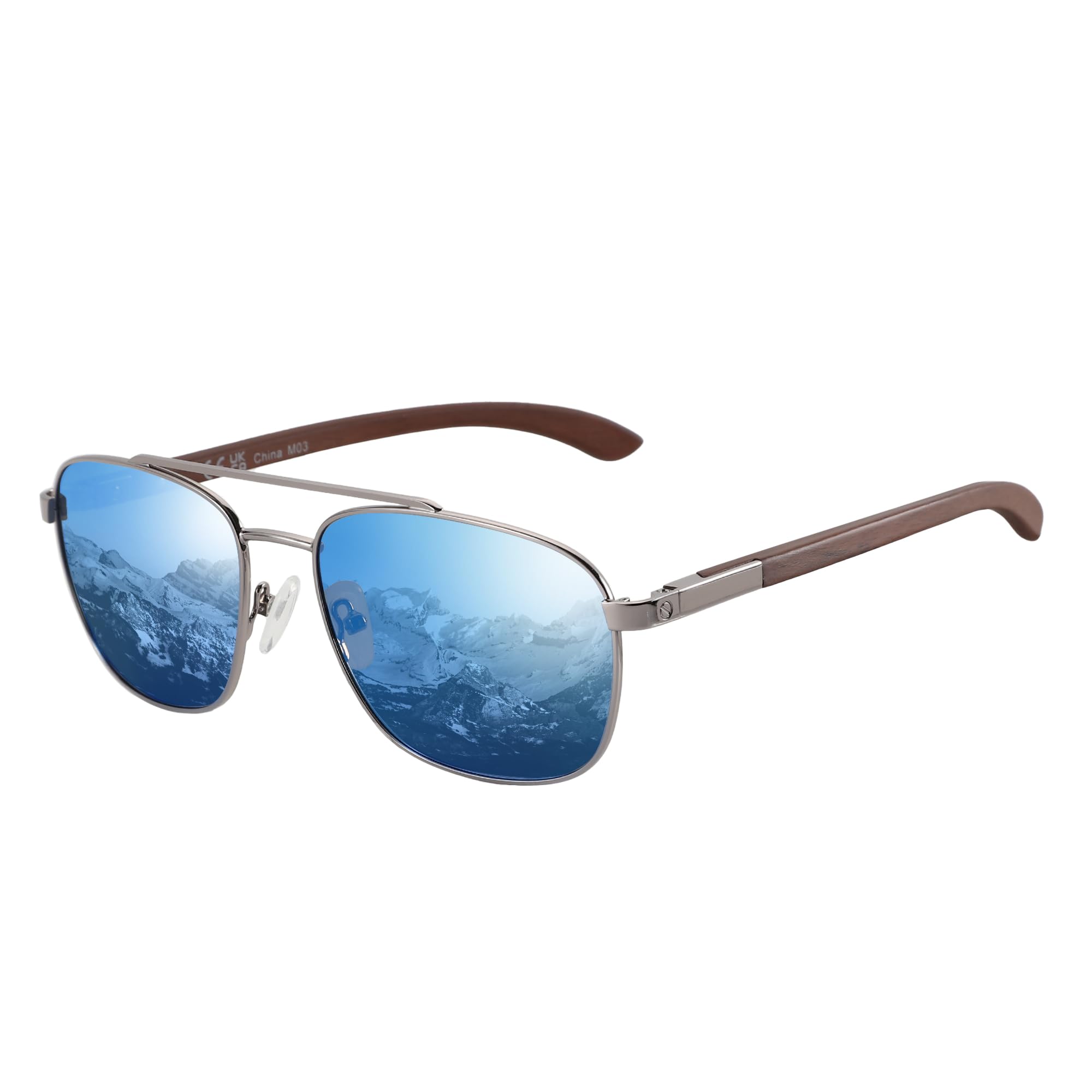 Wood Temple Aviator Polarized Sunglasses UV Protection