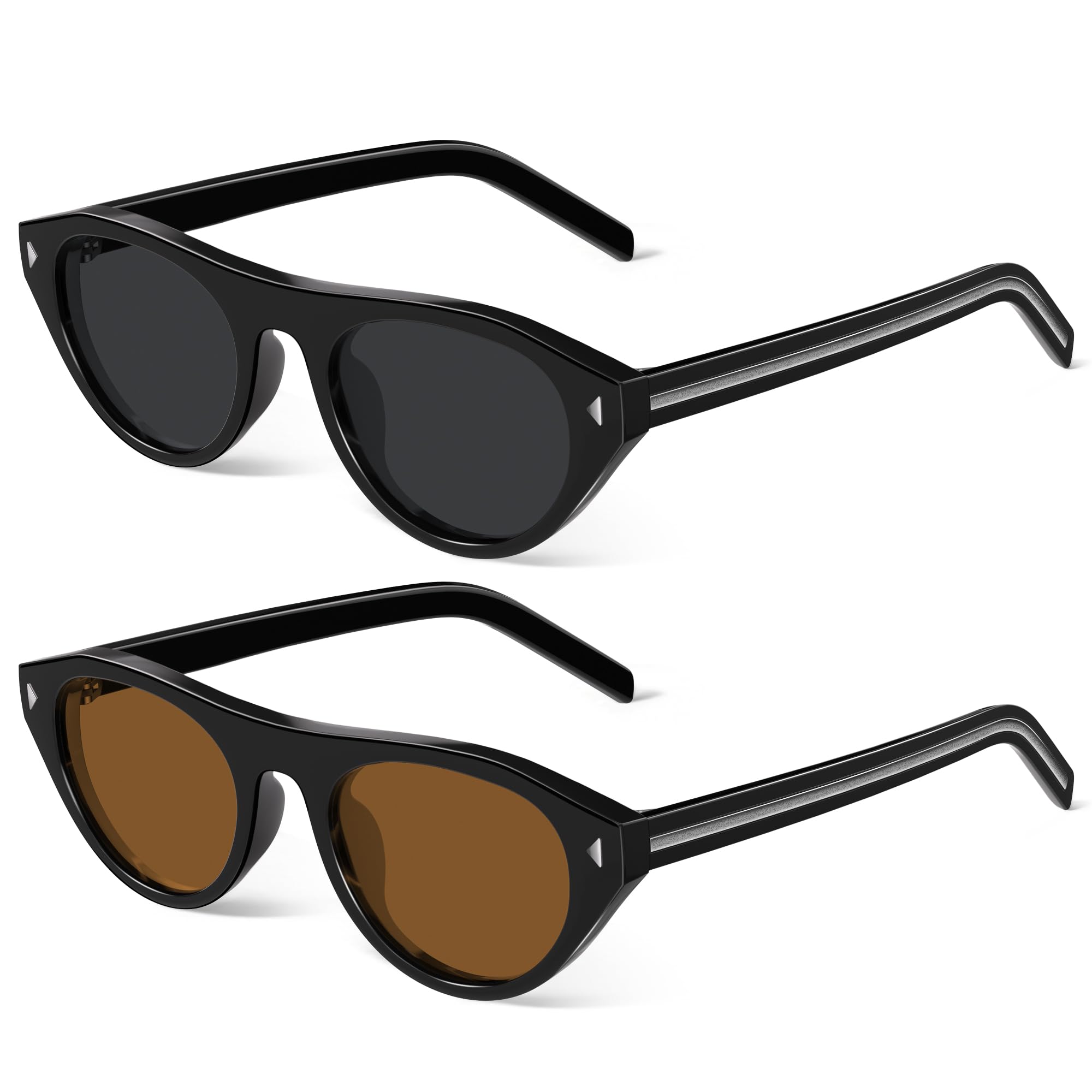 Retro Oval Cat Eye Sunglasses Y2K Vintage Frame
