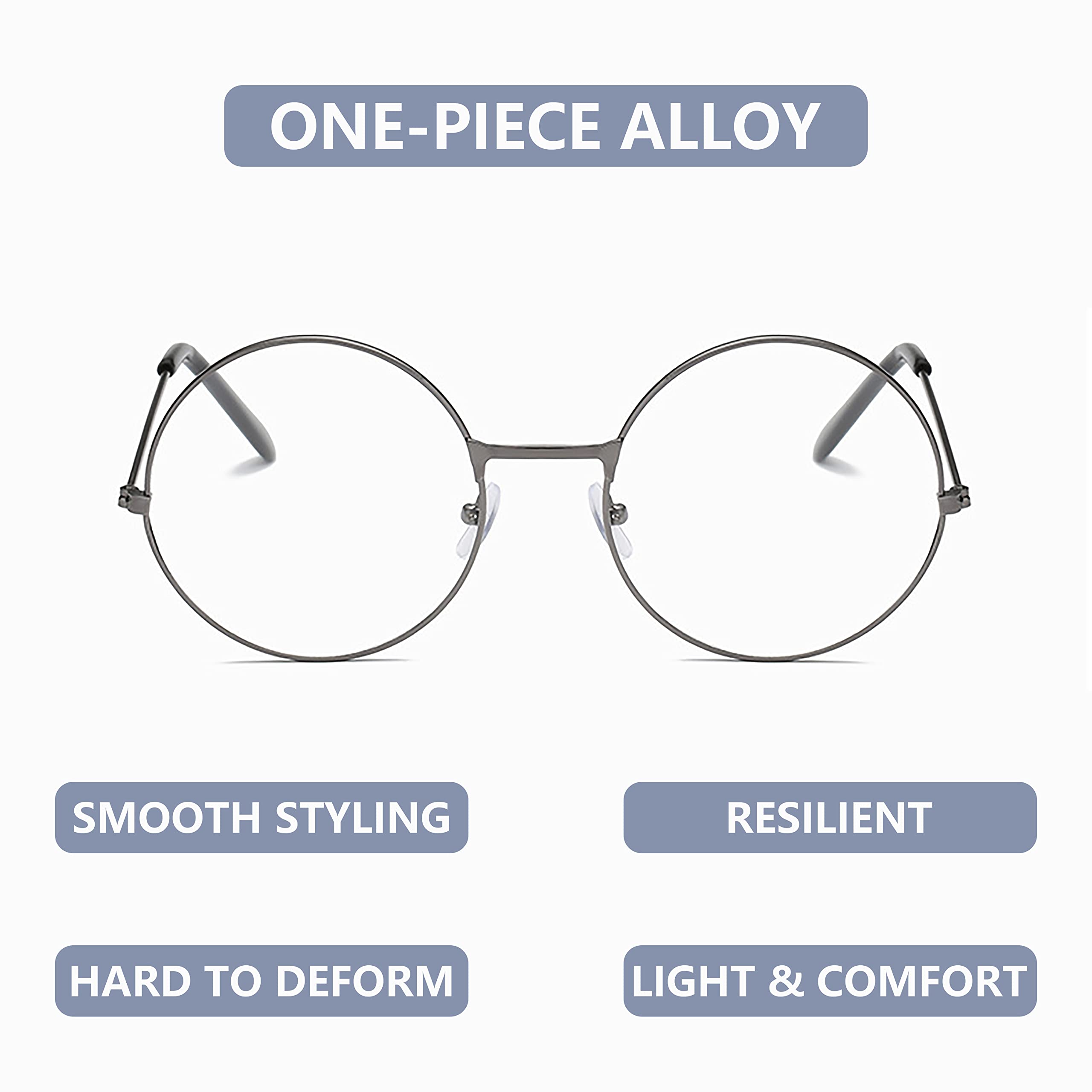 Classic Round Glasses Clear Lens Metal Frame Non Prescription