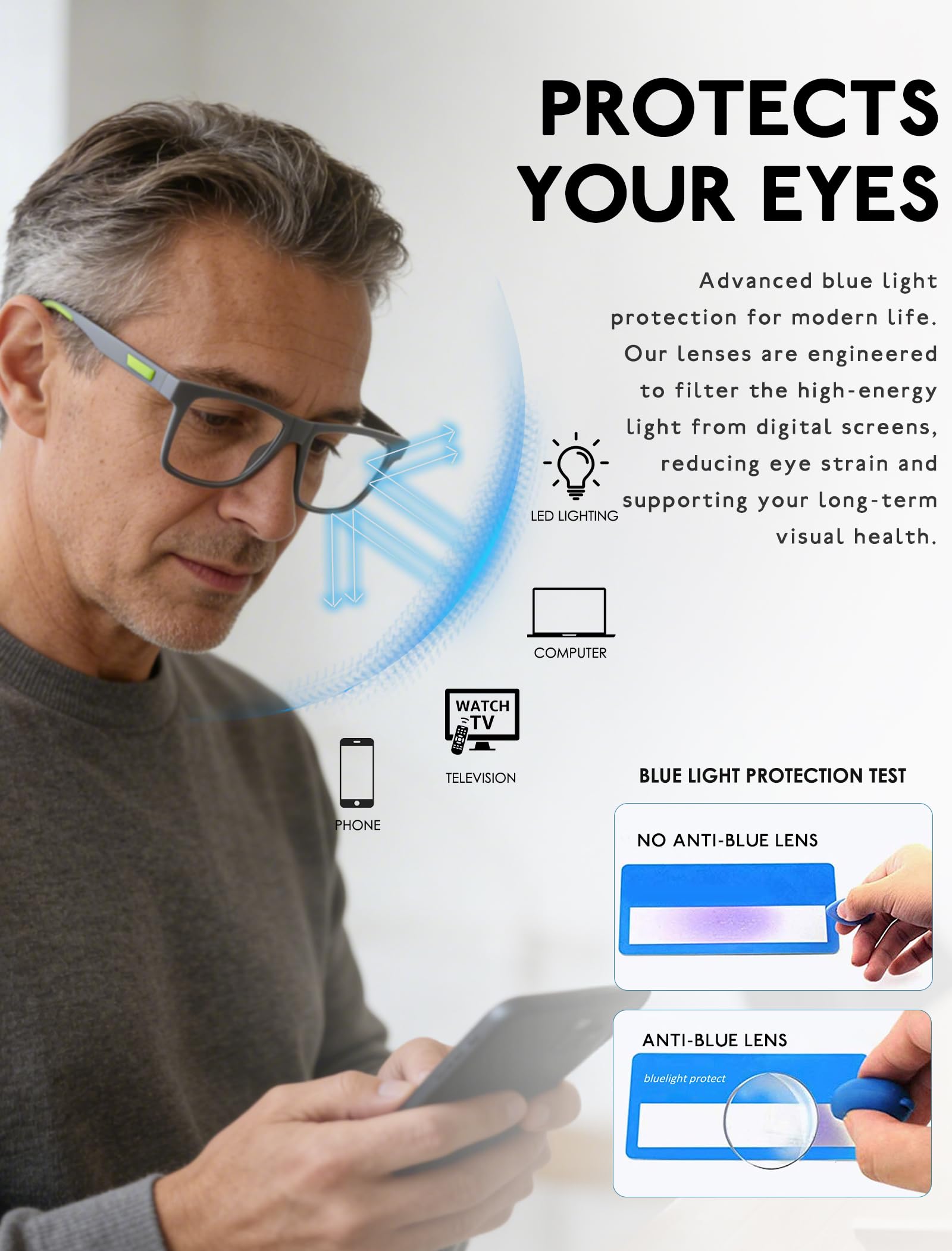 Oversized Reading Glasses Blue Light Anti-Glare UV Protection