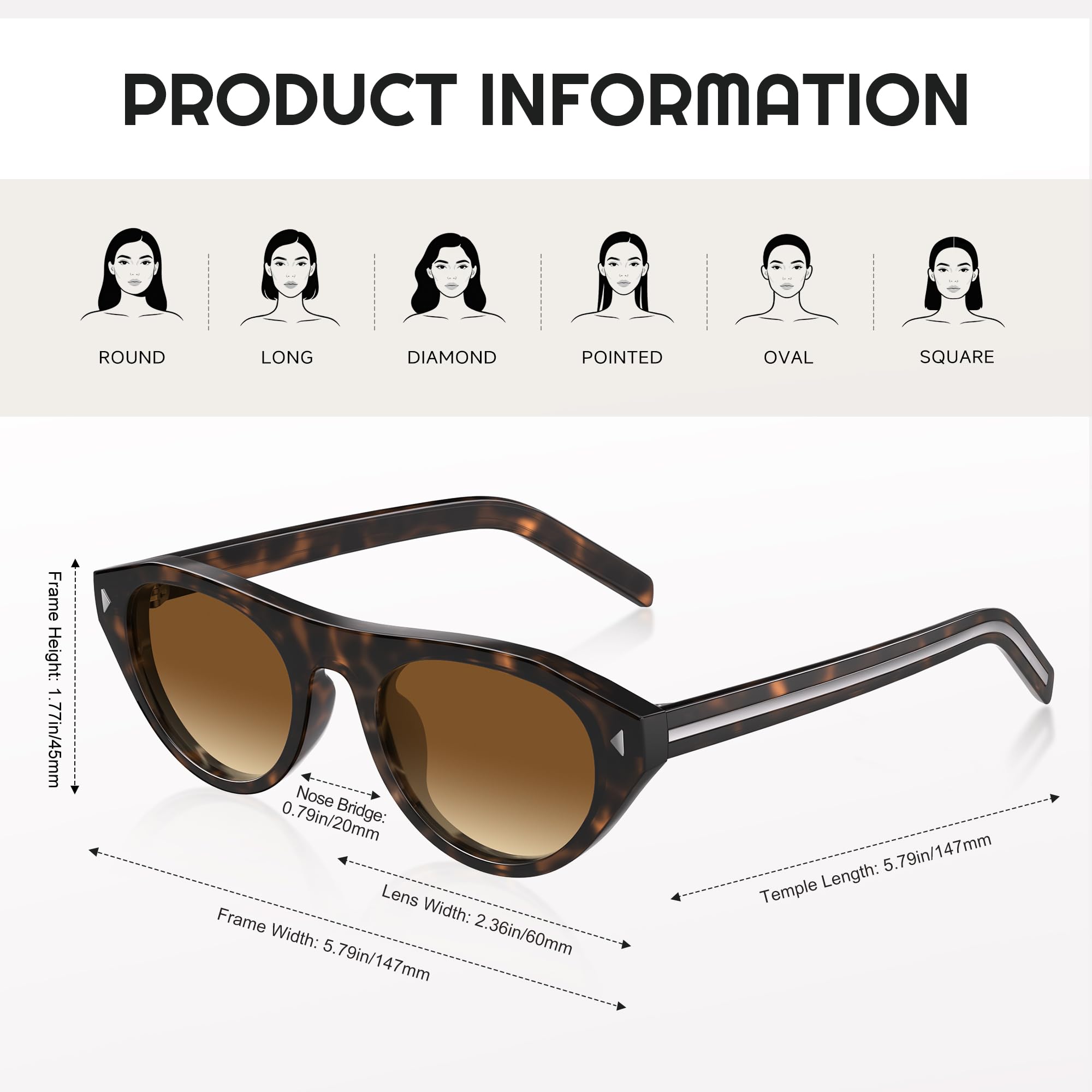 Retro Oval Cat Eye Sunglasses Y2K Vintage Frame