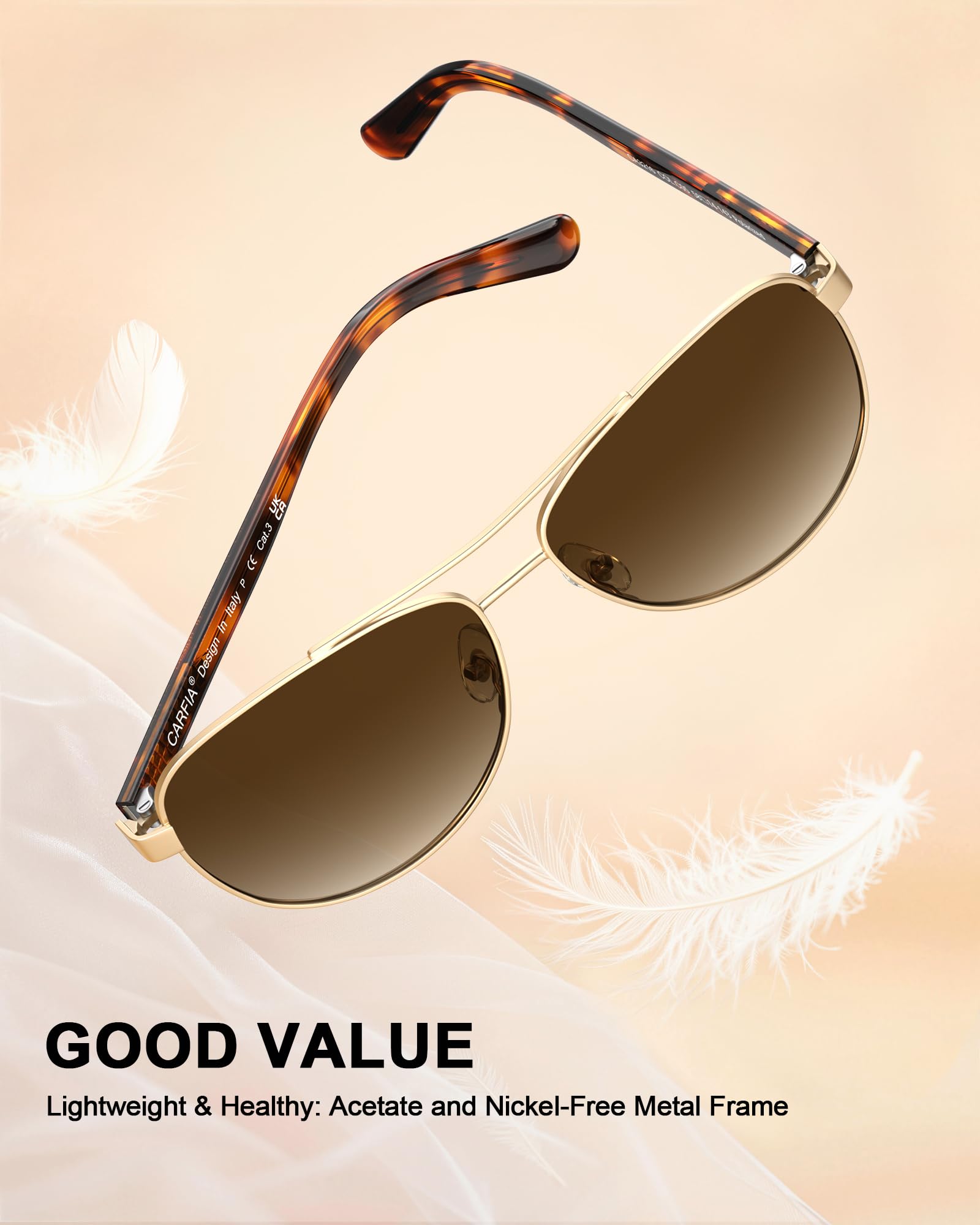 Polarized Sunglasses Acetate Arms Lightweight UV400 Frame