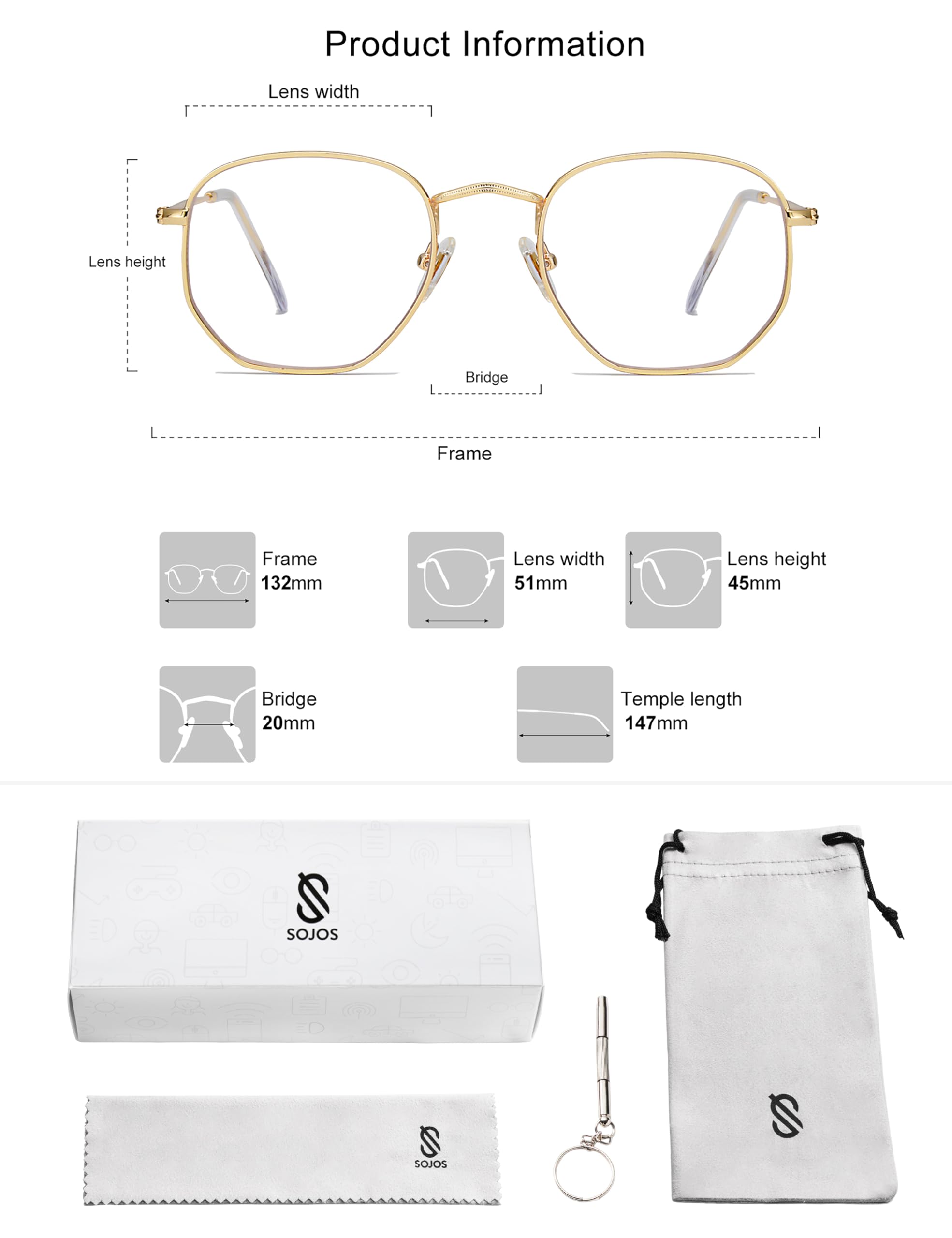 Small Hexagon Blue Light Blocking Glasses Anti Blue Ray Frame