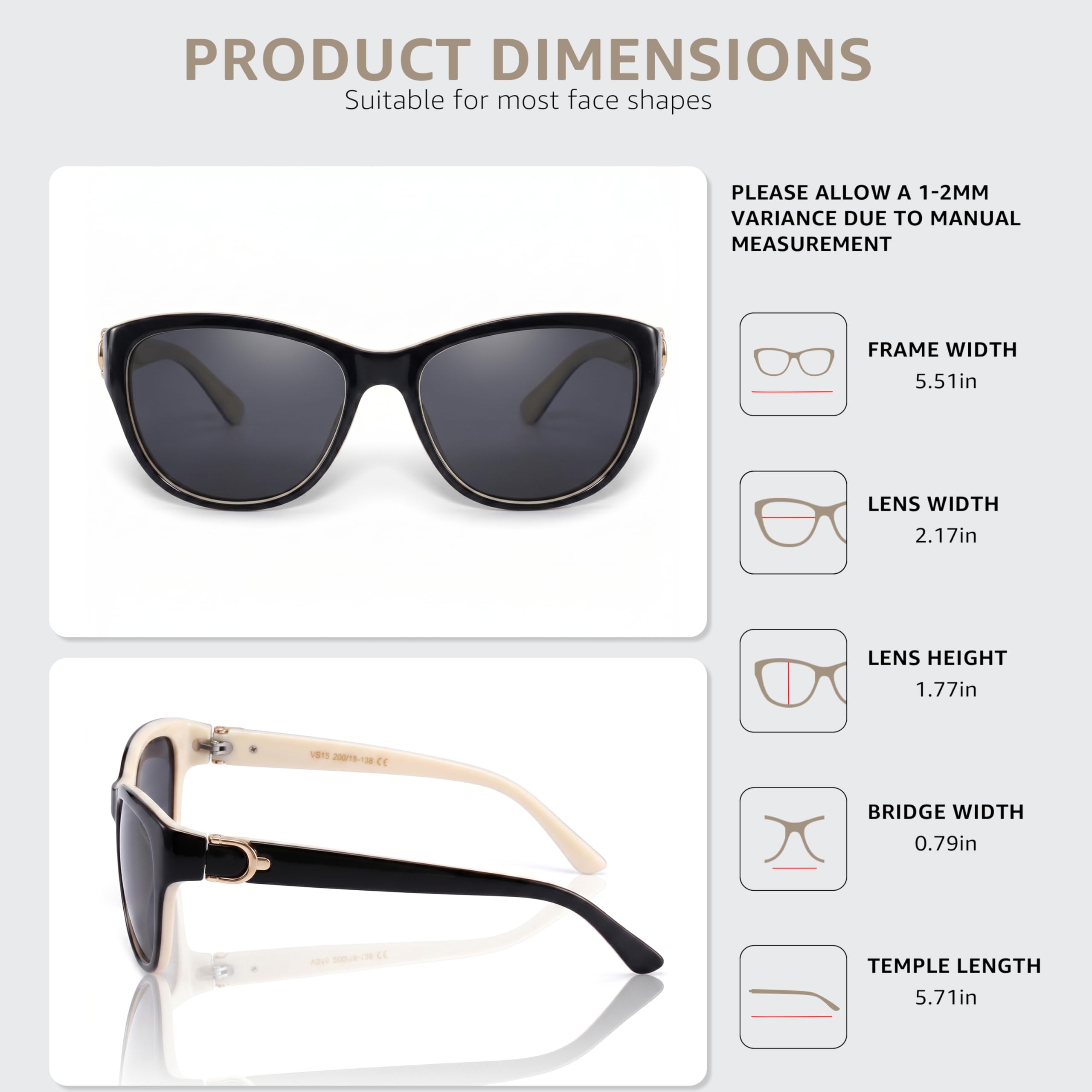 Cat Eye Polarized Sunglasses UV Protection Stylish Frame