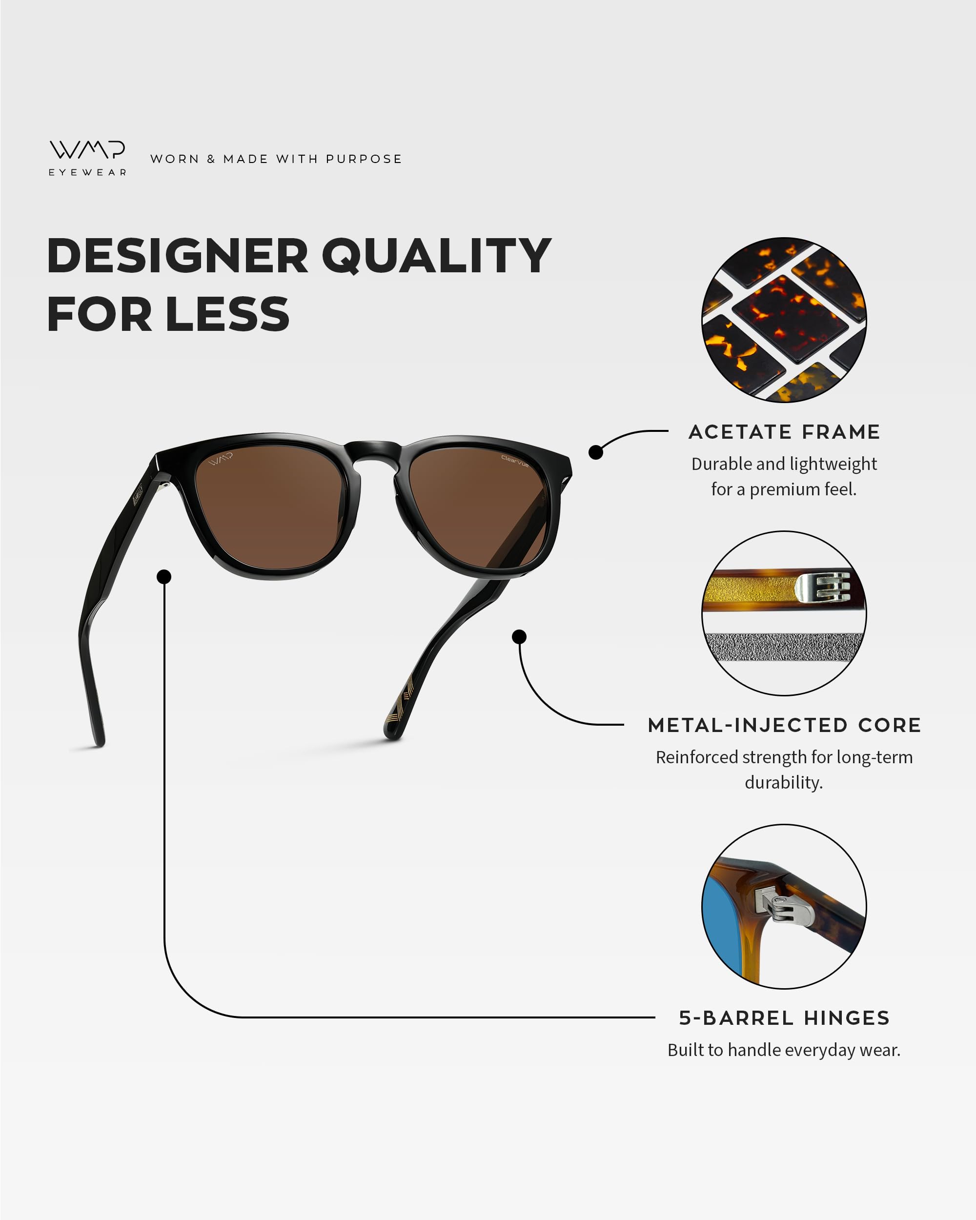 Polarized Sport Sunglasses Round Frame Anti Reflective Lens