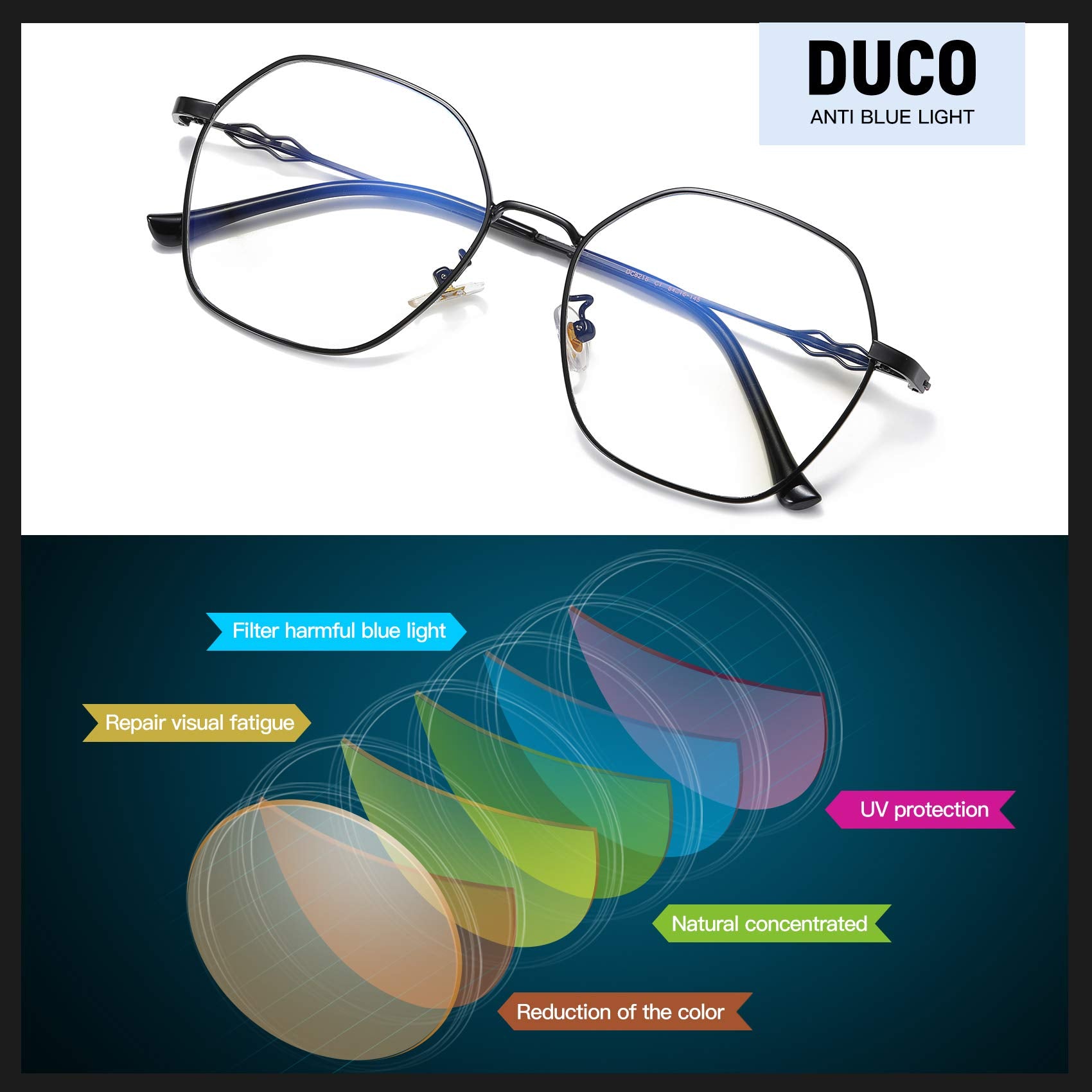Hexagon Blue Light Blocking Glasses Non Prescription Frame