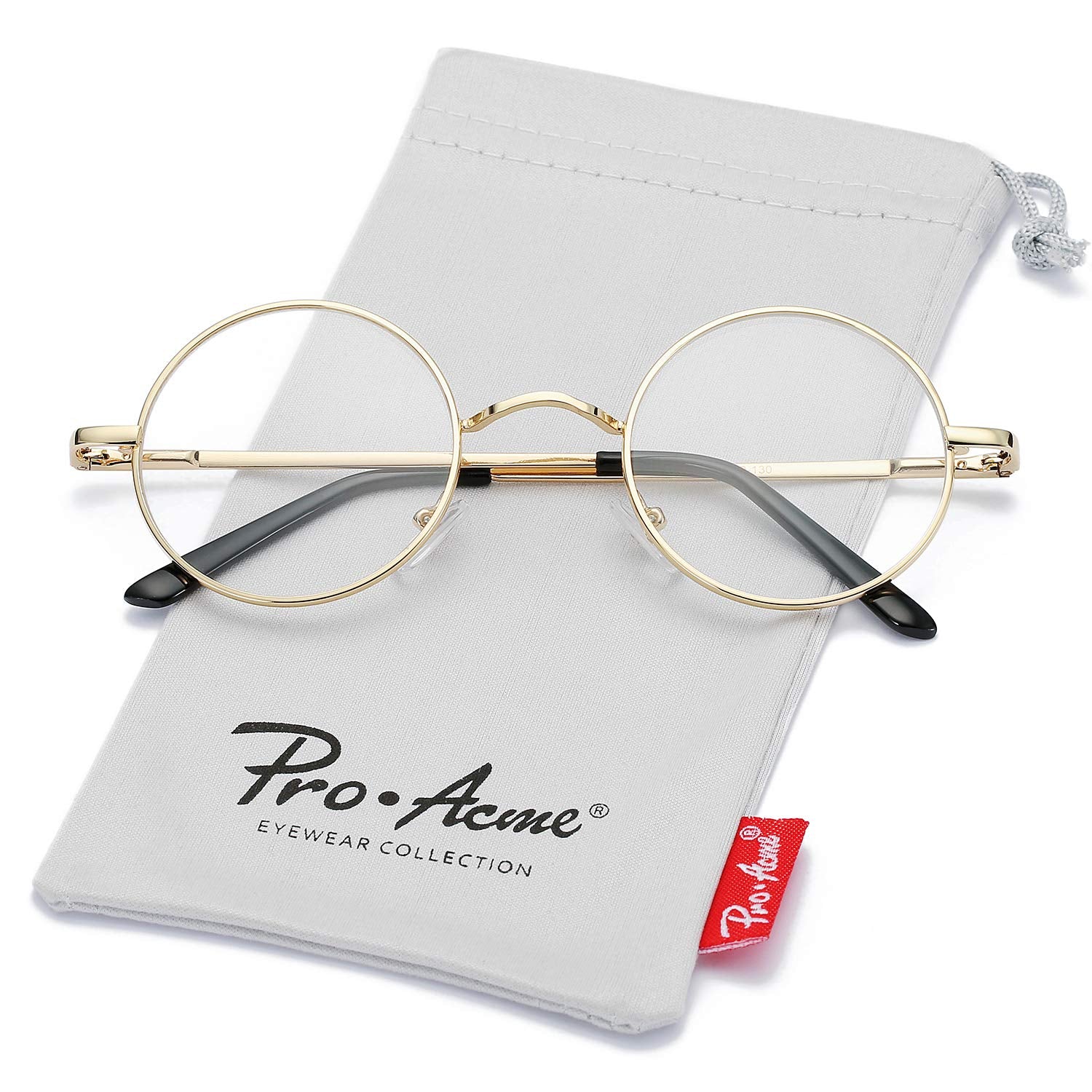 Retro Small Round Glasses Clear Lens Metal Frame