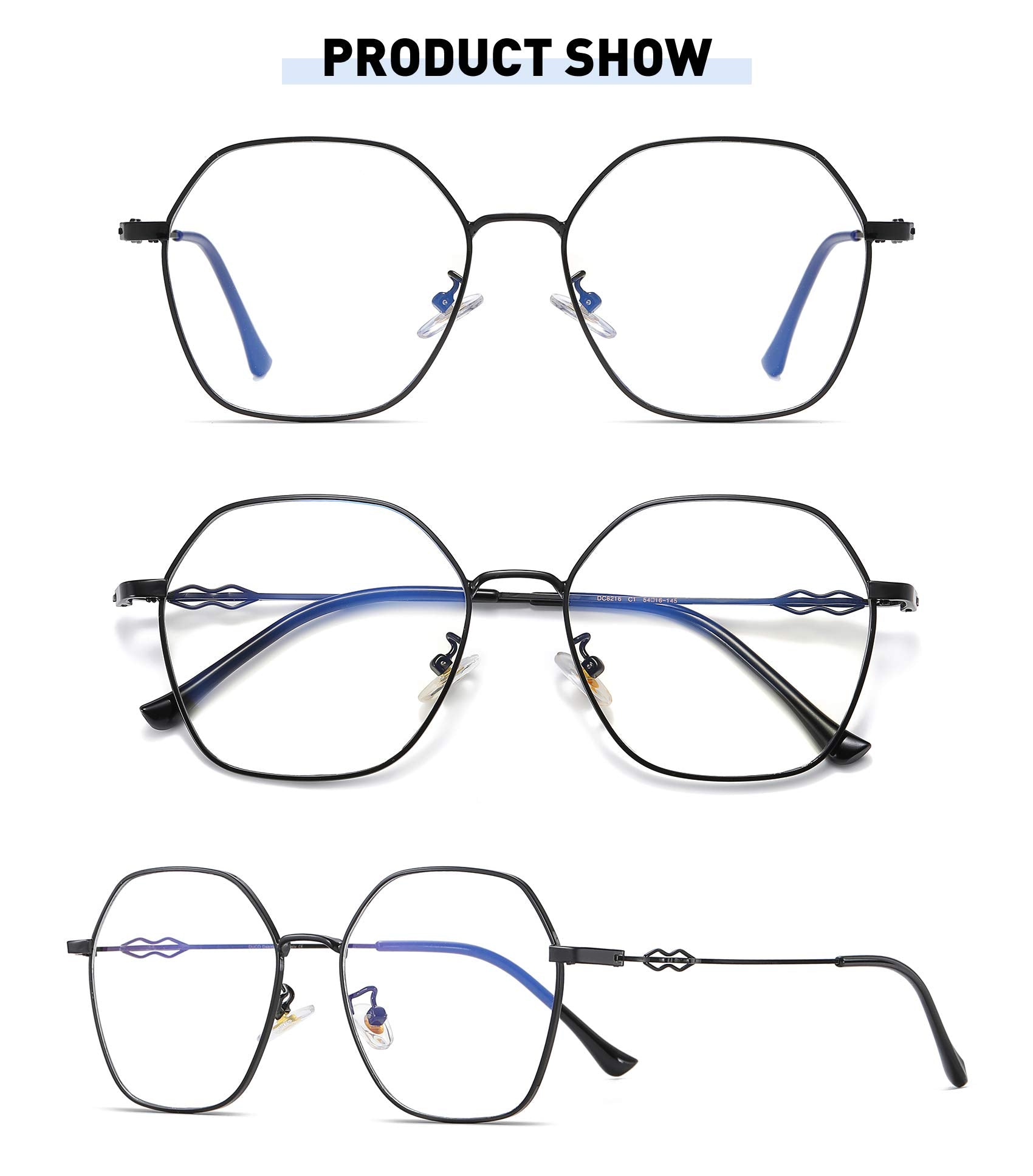 Hexagon Blue Light Blocking Glasses Non Prescription Frame
