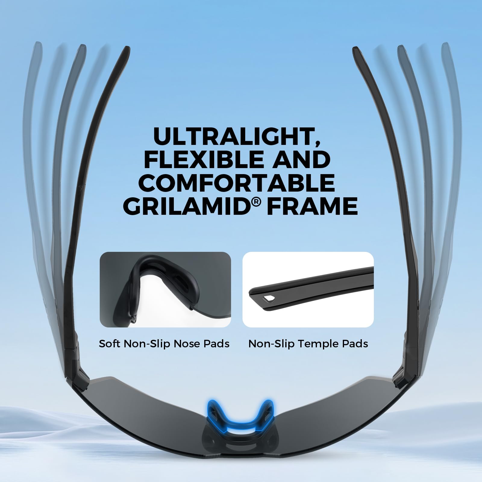 Polarized Fishing Sunglasses Rimless Wrap UV400 Protection