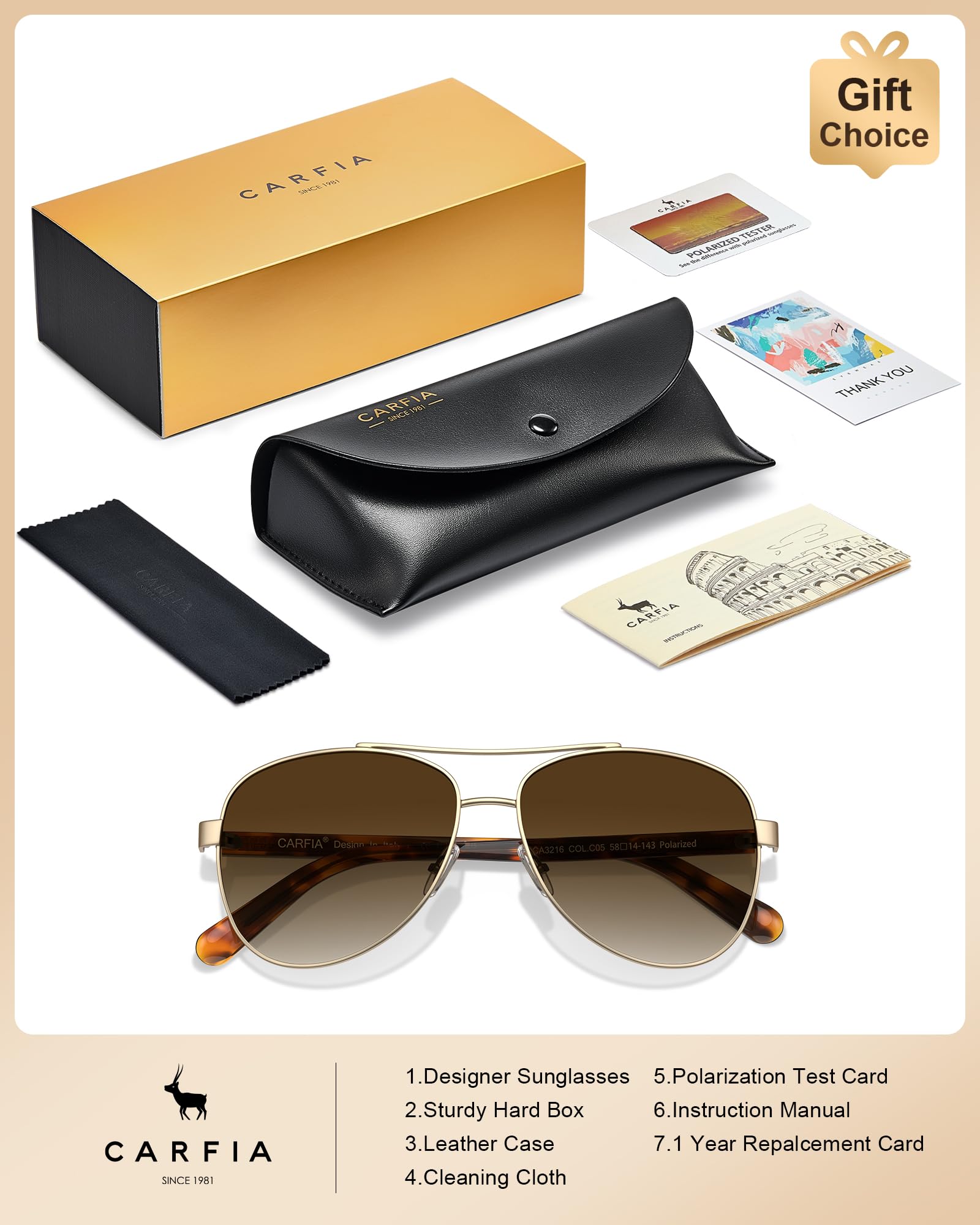 Polarized Sunglasses Acetate Arms Lightweight UV400 Frame