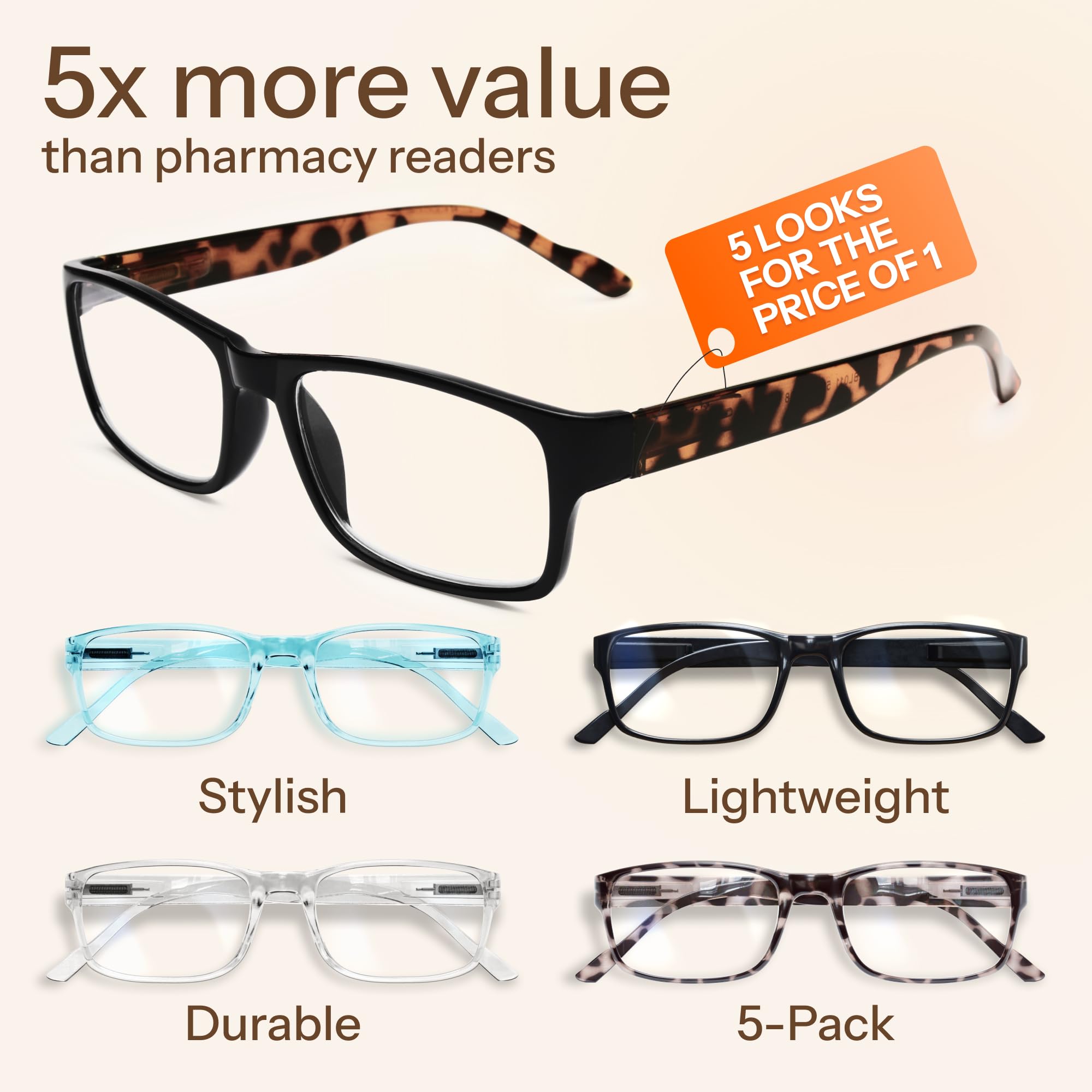 Blue Light Blocking Reading Glasses Computer Readers Value Pack