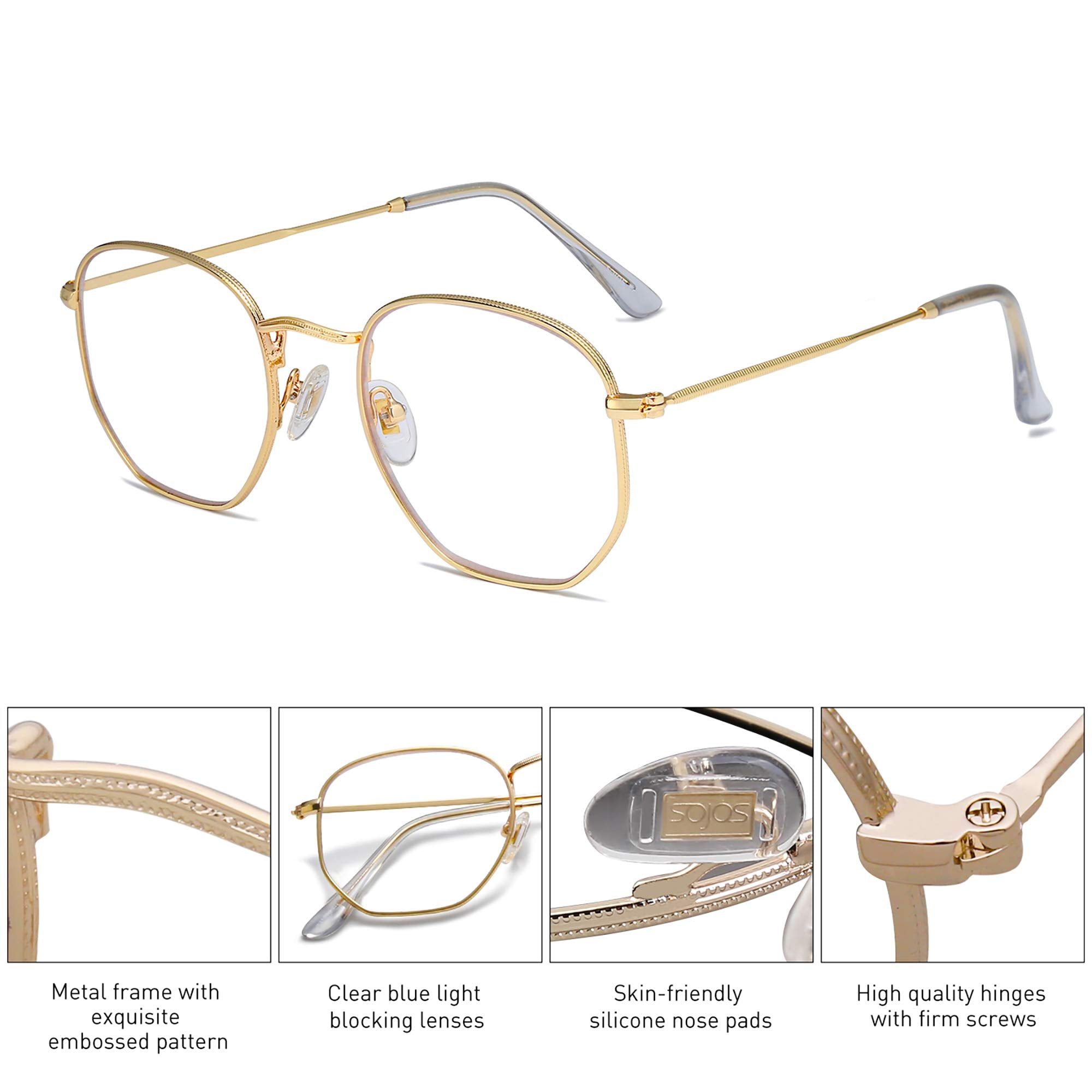 Small Hexagon Blue Light Blocking Glasses Anti Blue Ray Frame