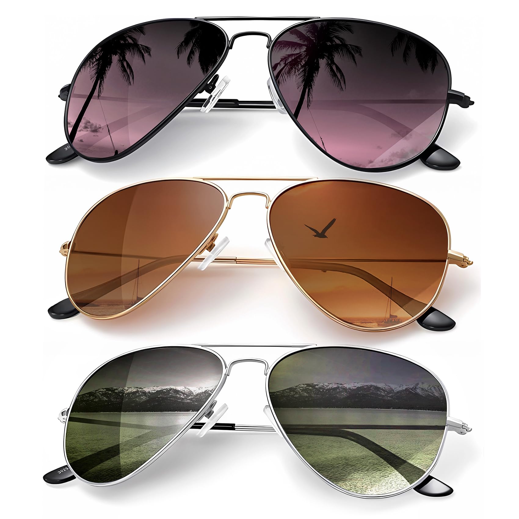 Classic Aviator Polarized Sunglasses UV Protection Frame