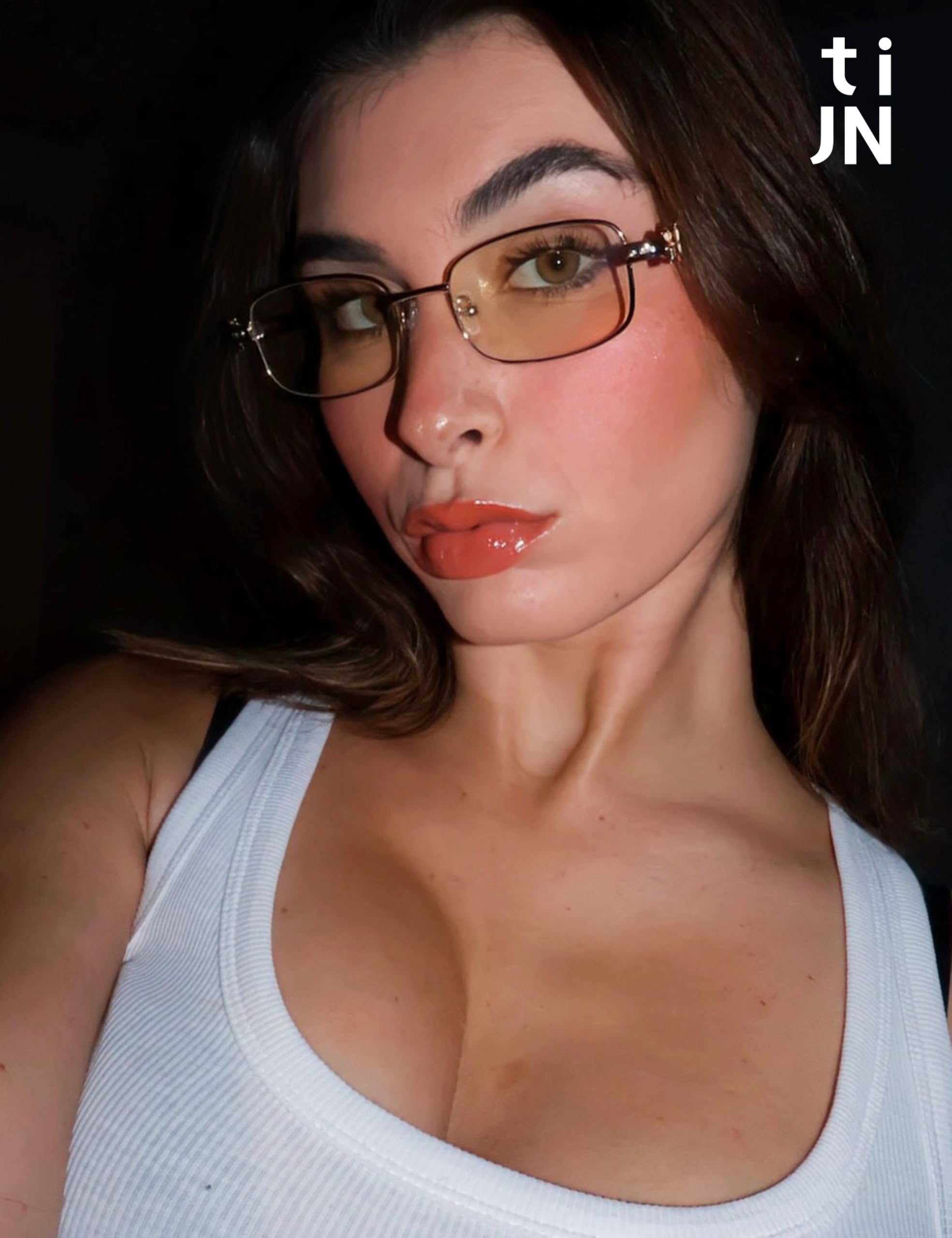 Square Blue Light Blocking Glasses Acetate Metal Frame
