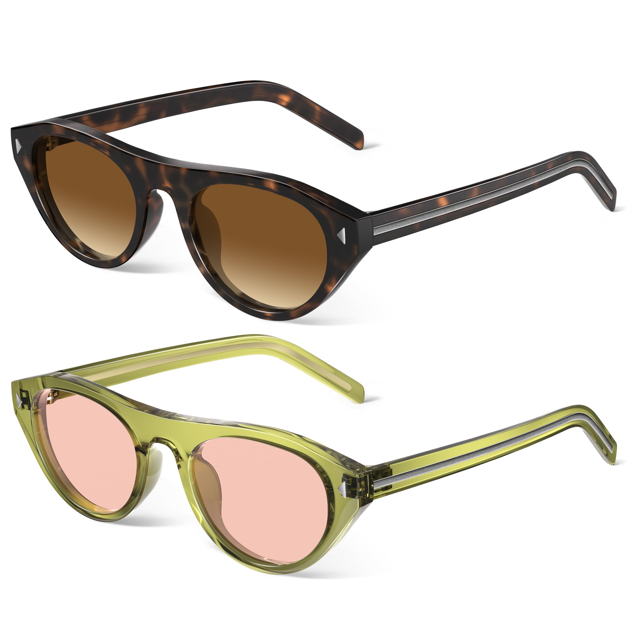 Retro Oval Cat Eye Sunglasses Y2K Vintage Frame