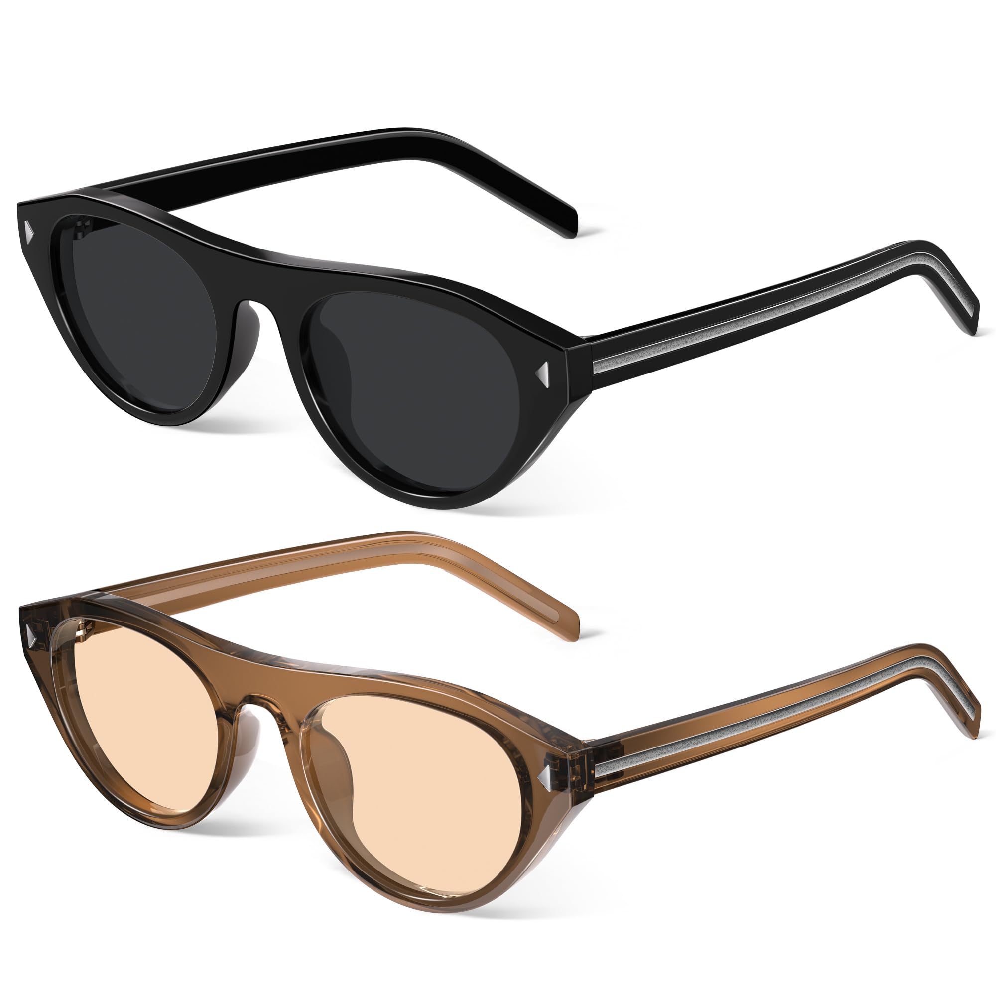 Retro Oval Cat Eye Sunglasses Y2K Vintage Frame
