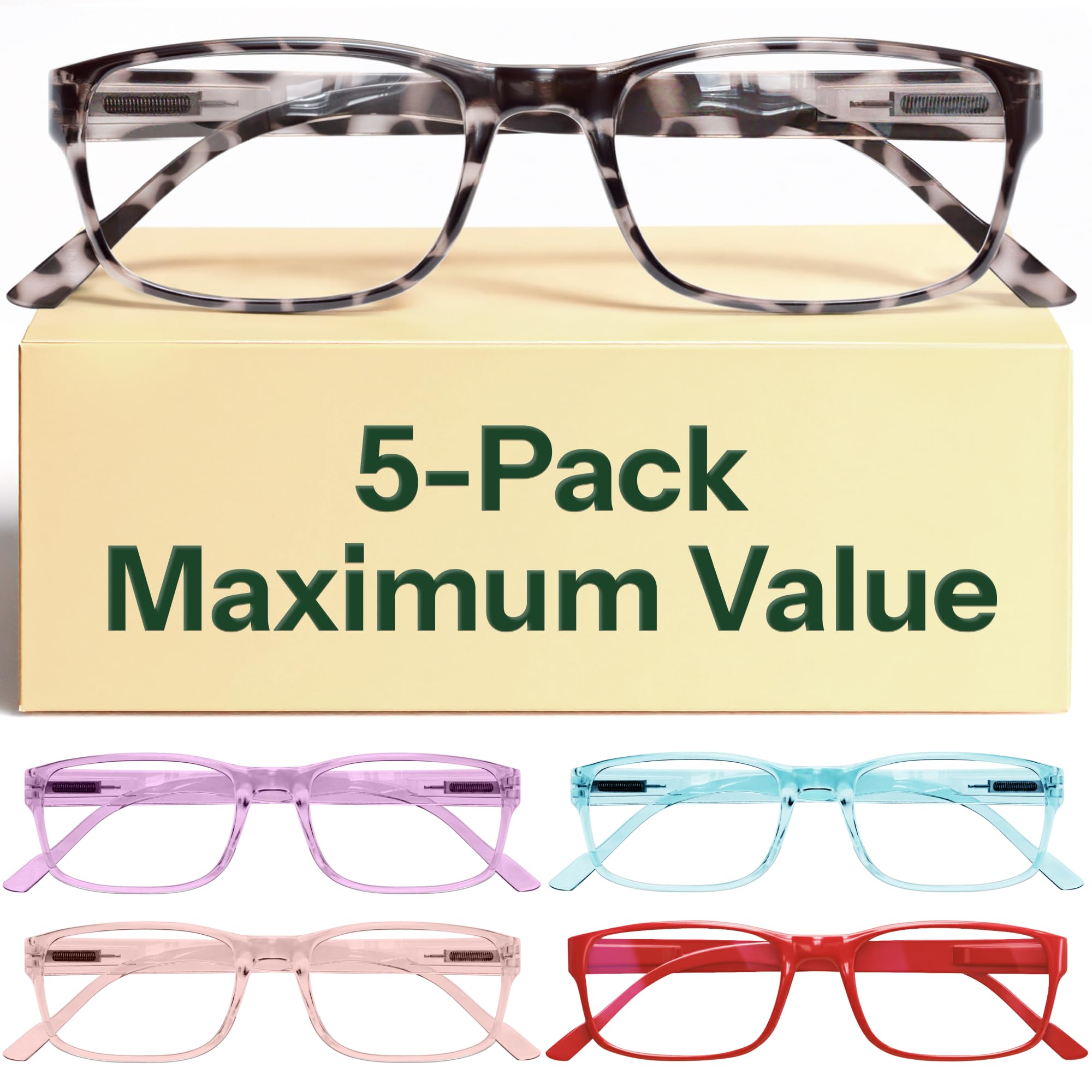 Blue Light Blocking Reading Glasses Computer Readers Value Pack