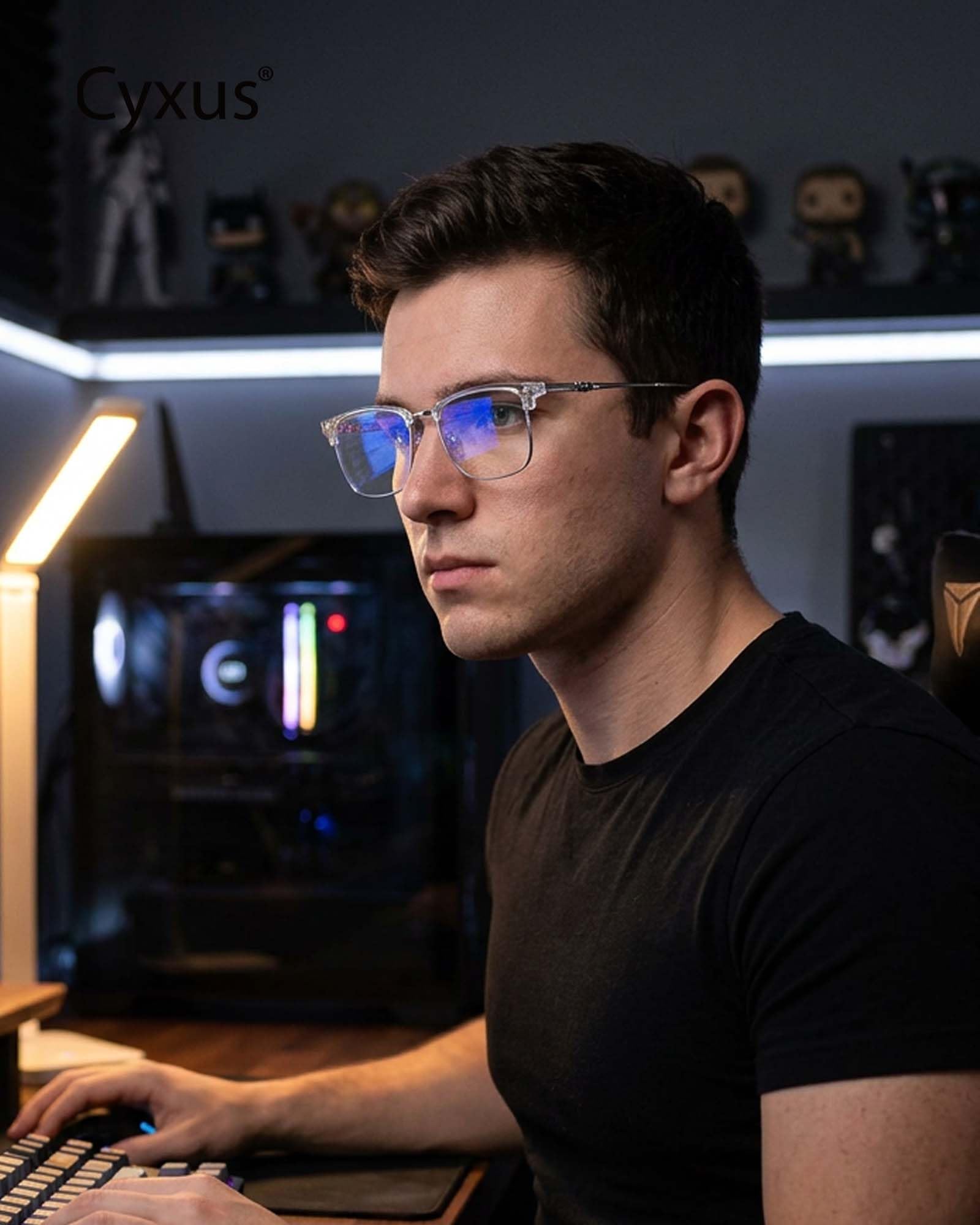 Retro Square Blue Light Glasses TR90 Metal Frame