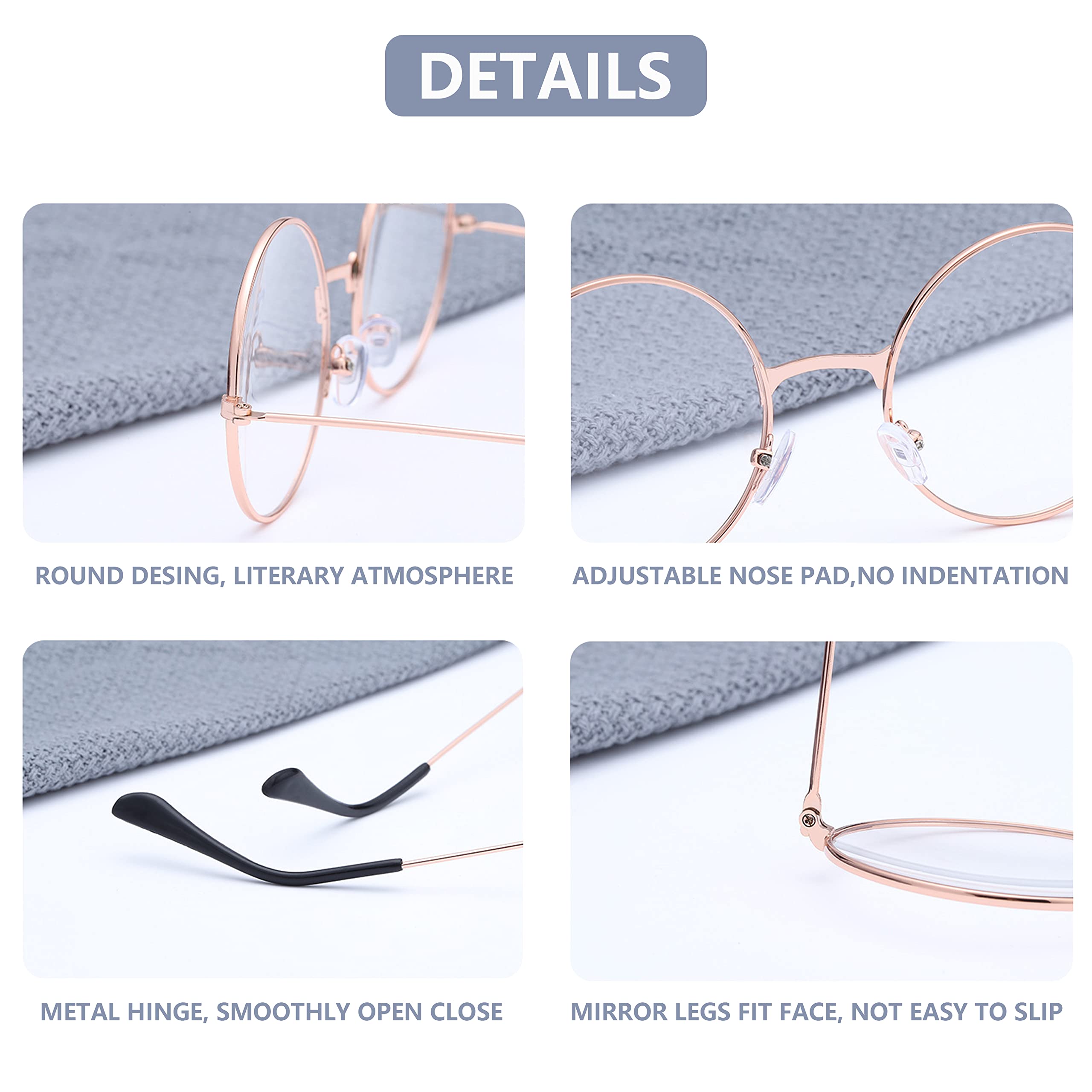 Classic Round Glasses Clear Lens Metal Frame Non Prescription