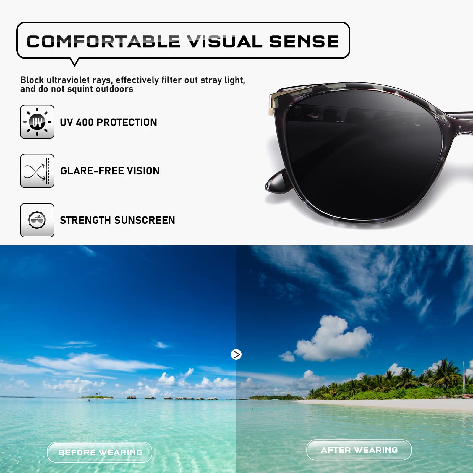 Trendy Cat Eye Sunglasses UV400 Protection Fashion Frame