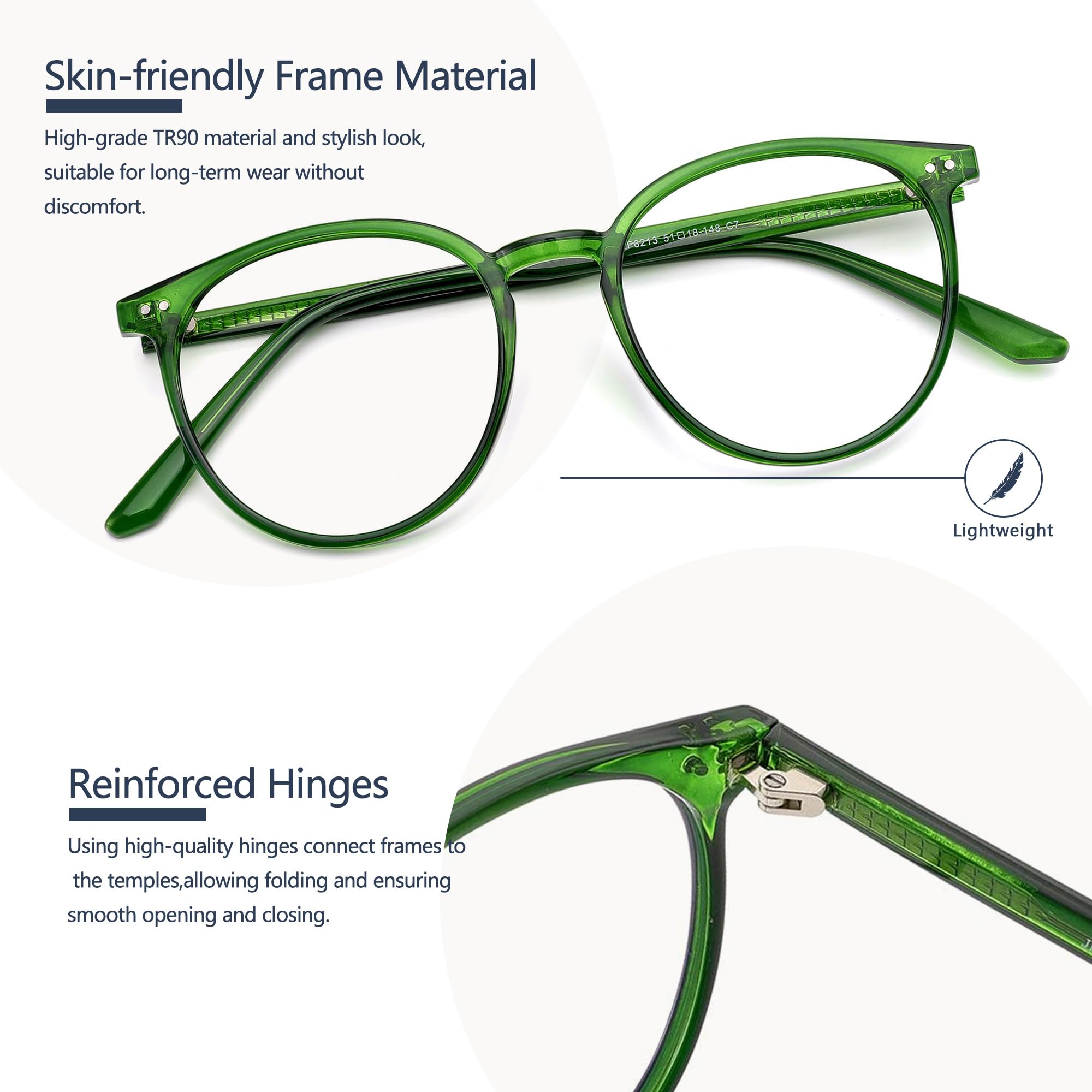 Round Blue Light Blocking Glasses Anti Eyestrain Computer Use