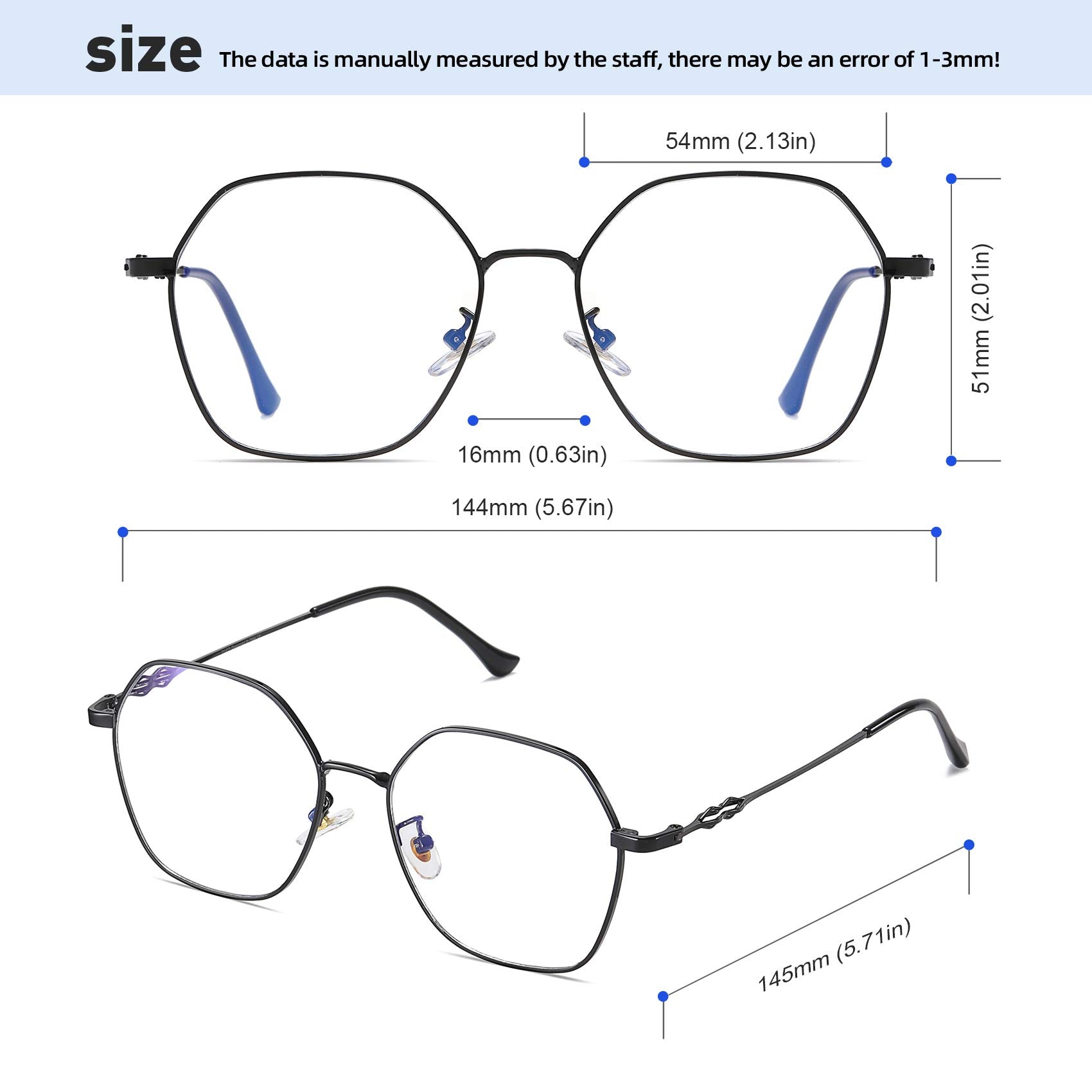 Hexagon Blue Light Blocking Glasses Non Prescription Frame