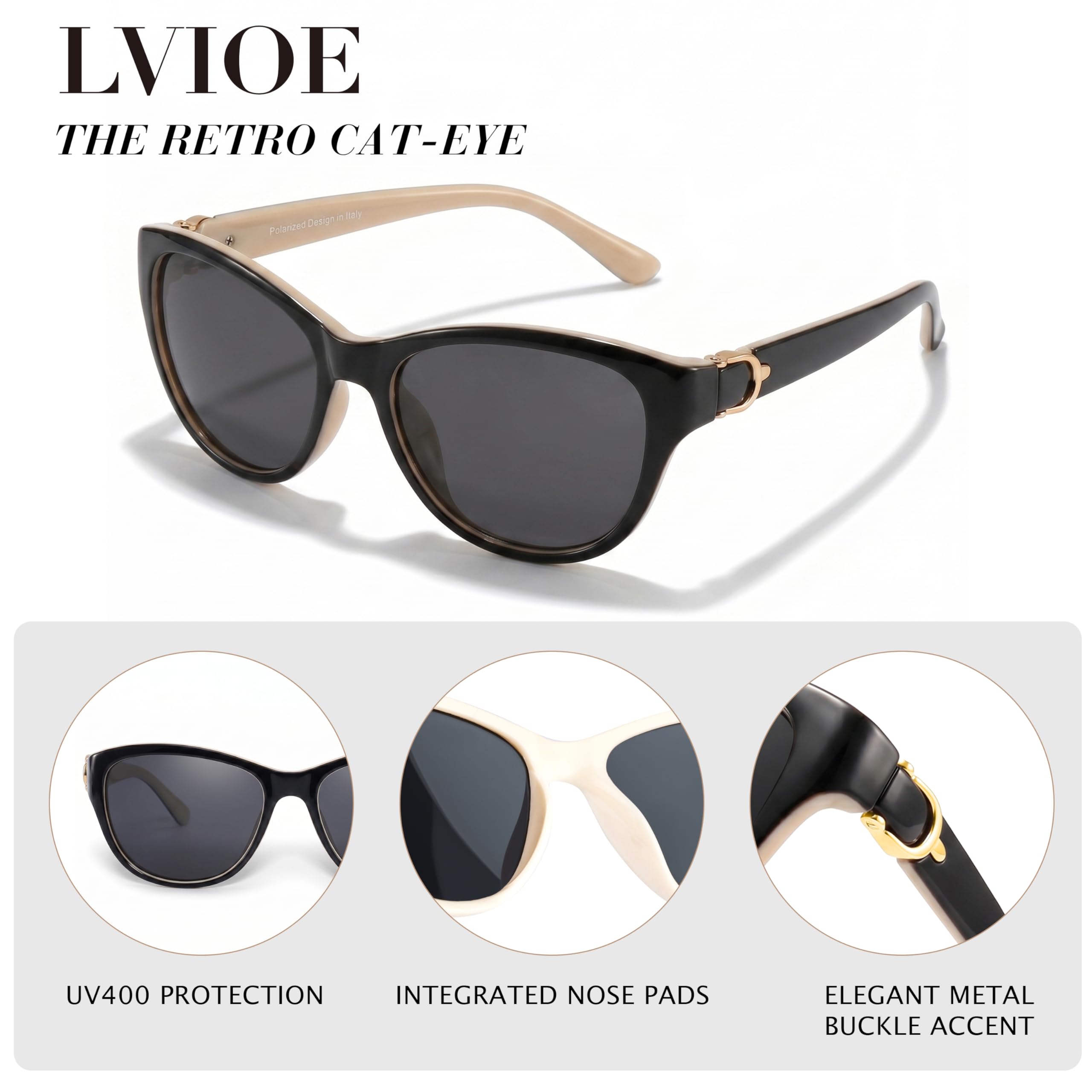 Cat Eye Polarized Sunglasses UV Protection Stylish Frame