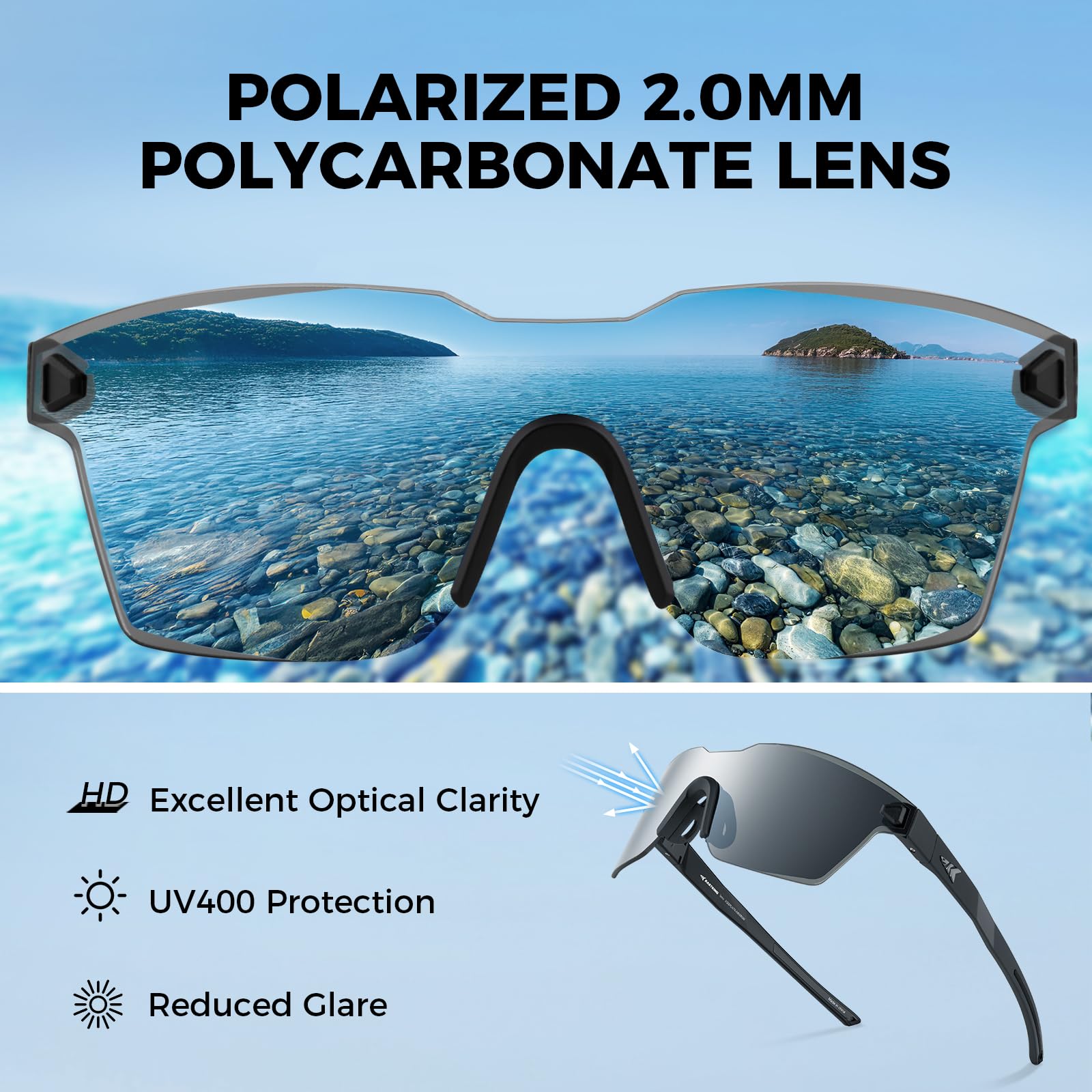 Polarized Fishing Sunglasses Rimless Wrap UV400 Protection
