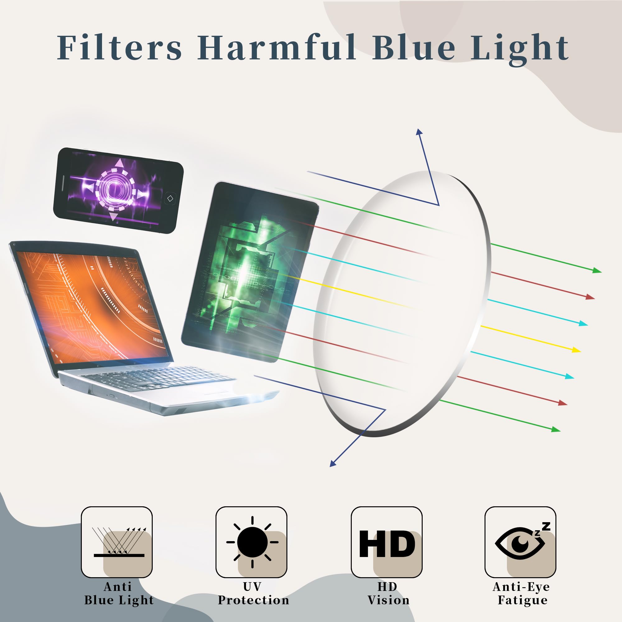 Retro Aviator Blue Light Glasses Square Frame Computer Use
