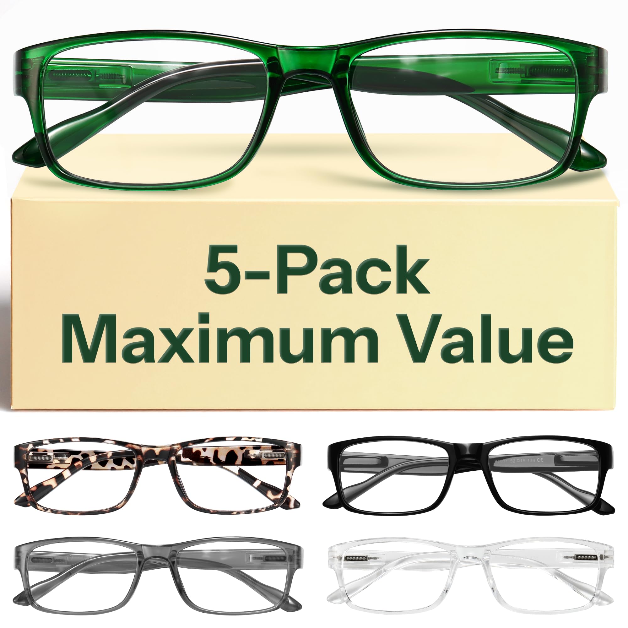 Blue Light Blocking Reading Glasses Computer Readers Value Pack