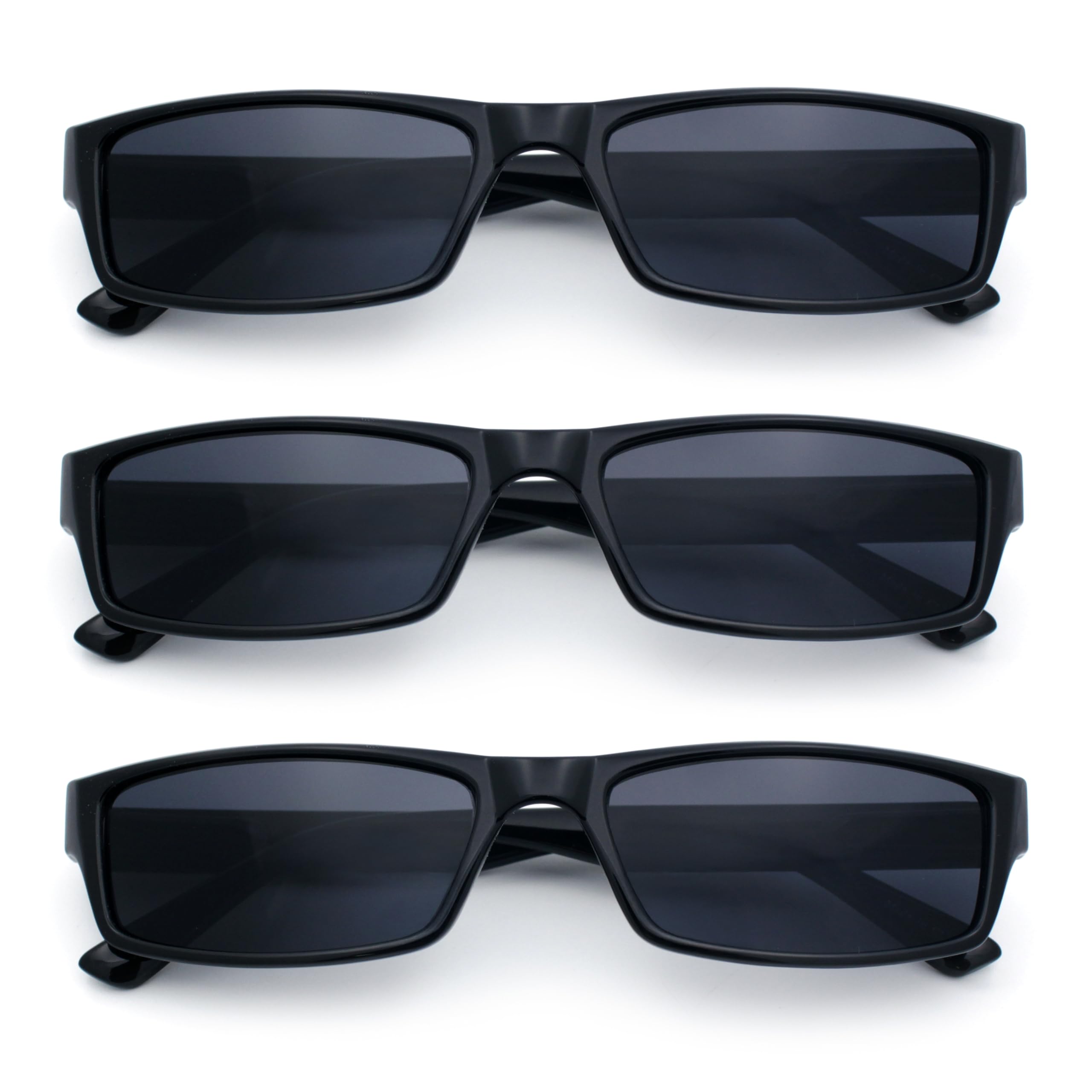 Narrow Rectangular Sunglasses Color Lens Black Frame